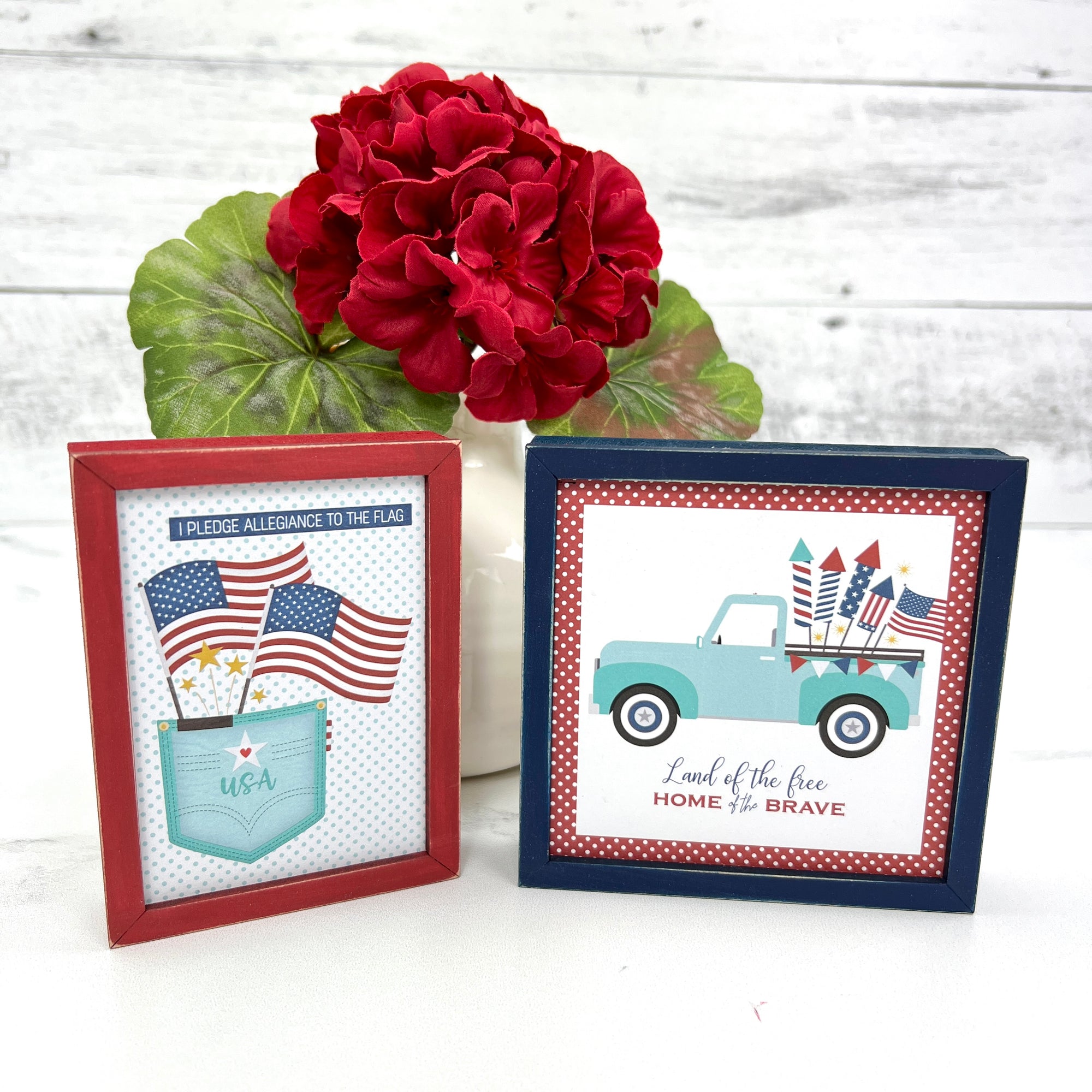 4th of july and patriotic themed wood block decorations for styling tiered trays