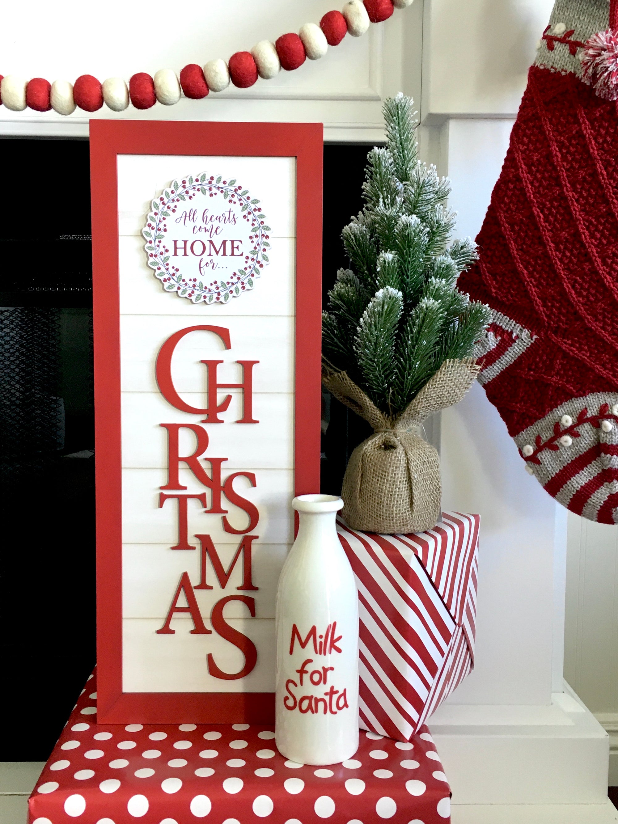 All hearts come home for Christmas shiplap wood sign, tall Christmas sign for fireplace, mantel, or shelf.  Handmade Christmas decorations, Holiday gift ideas, Christmas gifts to make, Christmas signs