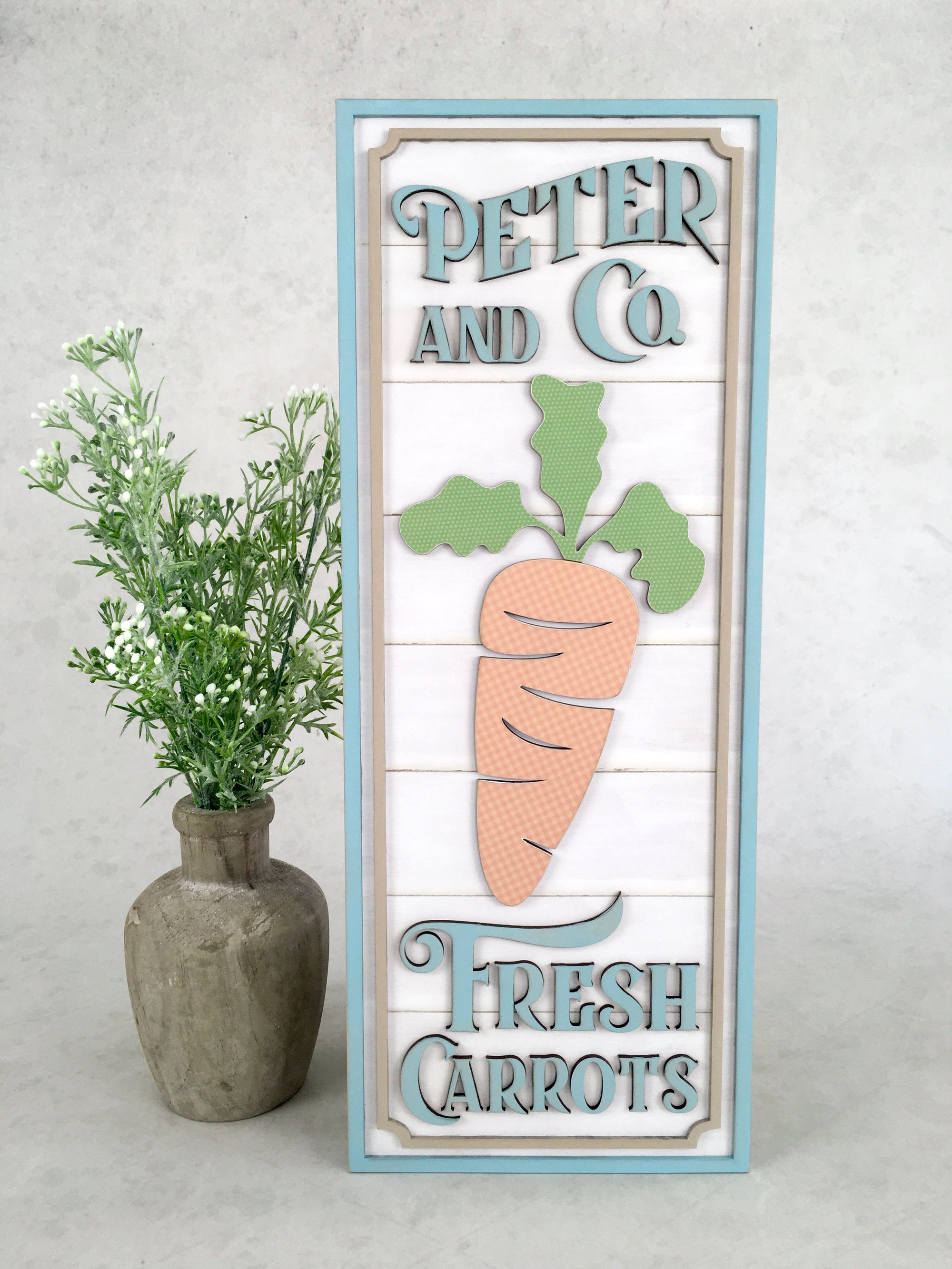 Carrot Easter shiplap sign decoation for home decorating. Easter wood decorations. Easter sign for mantle, fireplace, countertop or shelf.
