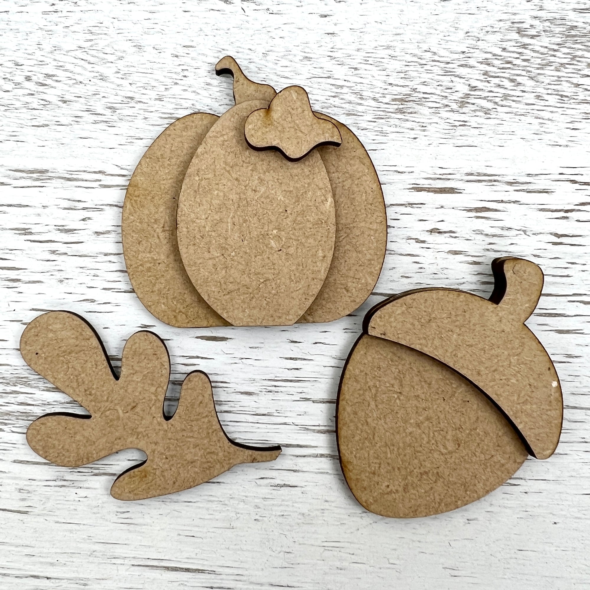 Fall wood shapes for cross stitch finishing displays and backers