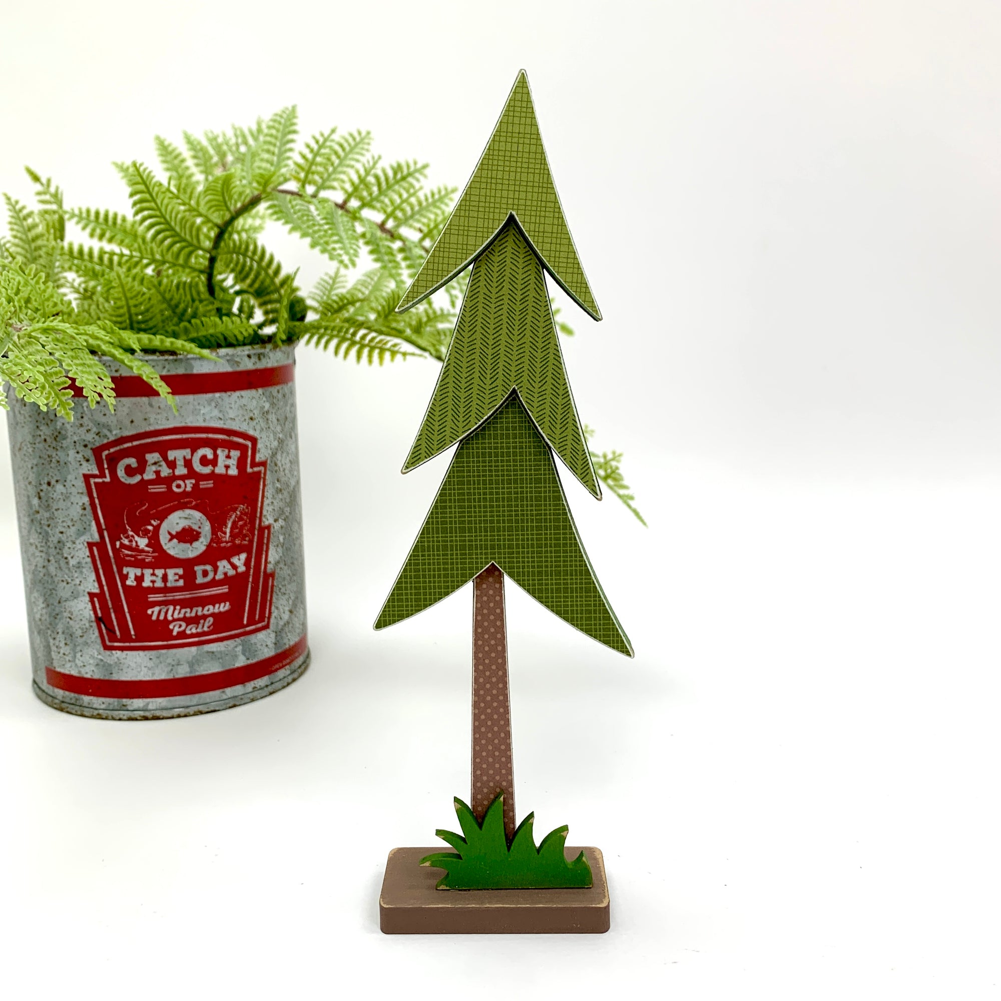Pine tree wood decor craft kit for tiered tray decorations