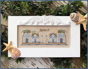 cross stitch pattern August Monthly mini village by country cottage needleworks.