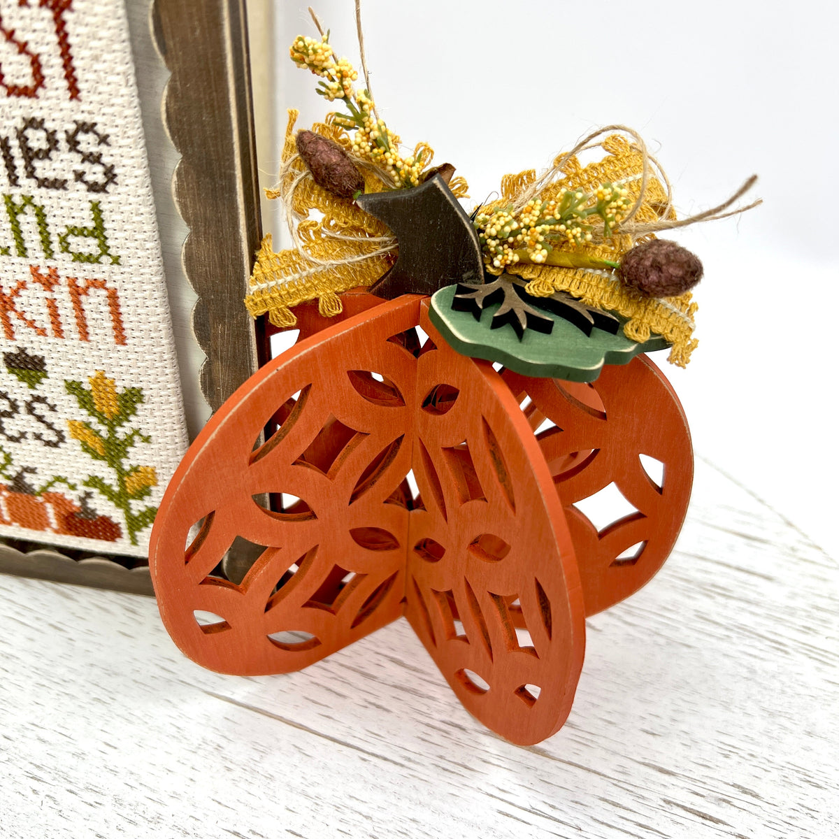 3D painted pumpkin wood decor kit