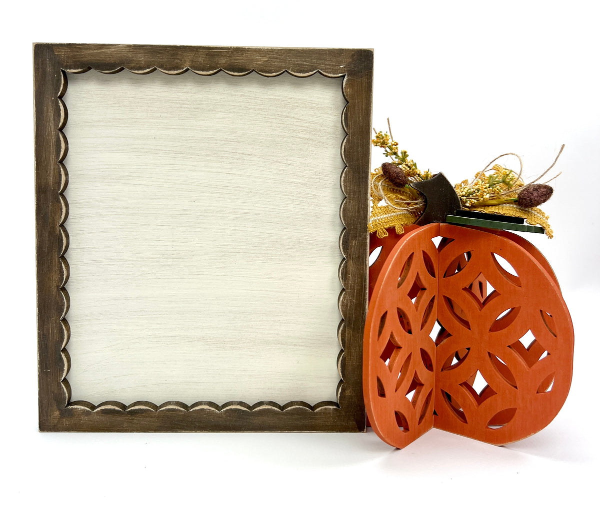 unfinshed wood 3D pumpkin cross stitch display backer