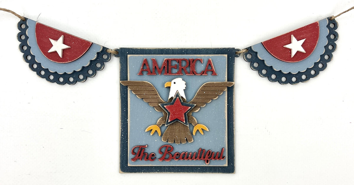 America The Beautiful Garland Wood Decor seasonal wood decor craft kit
