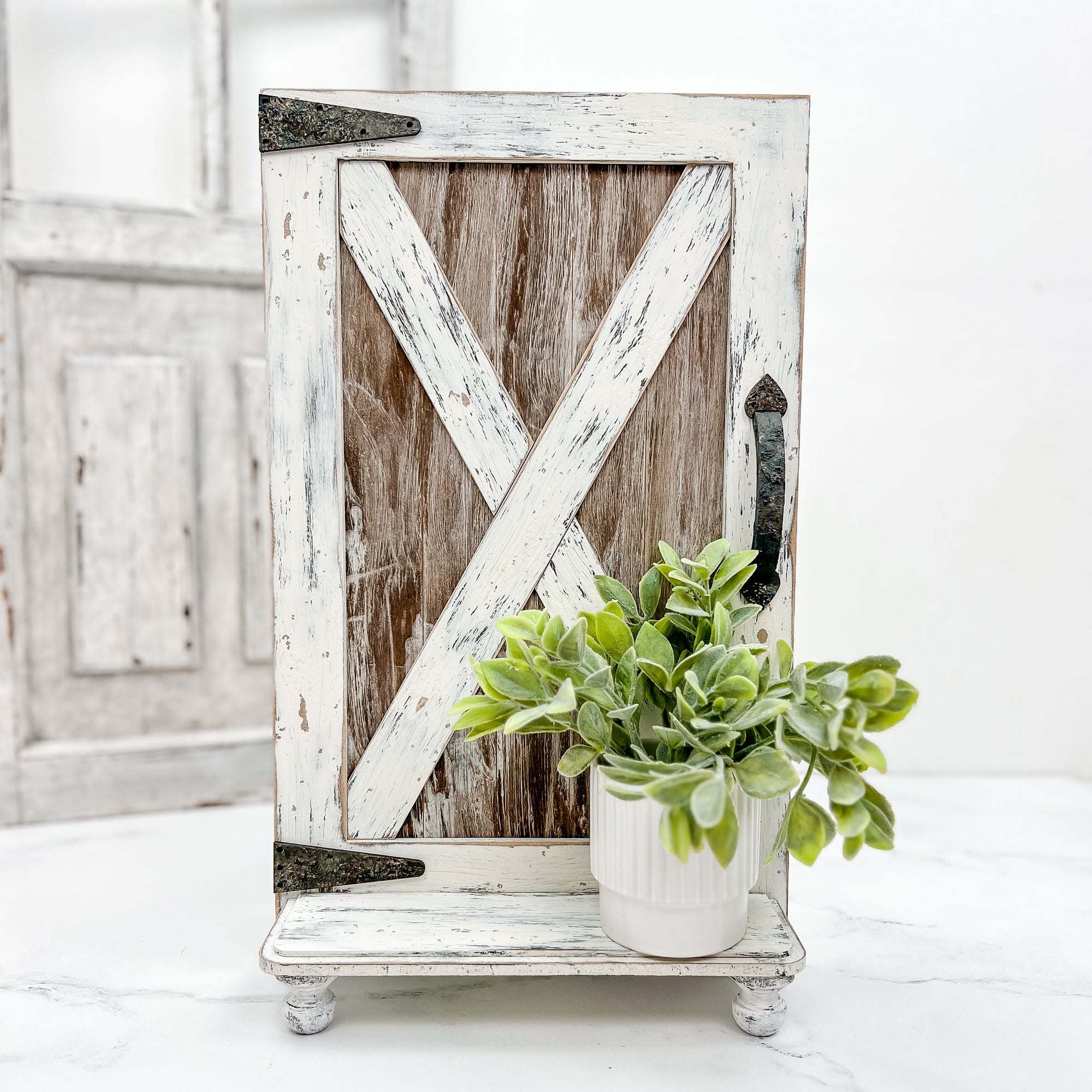 Wooden cabinet with a rustic design on a white background