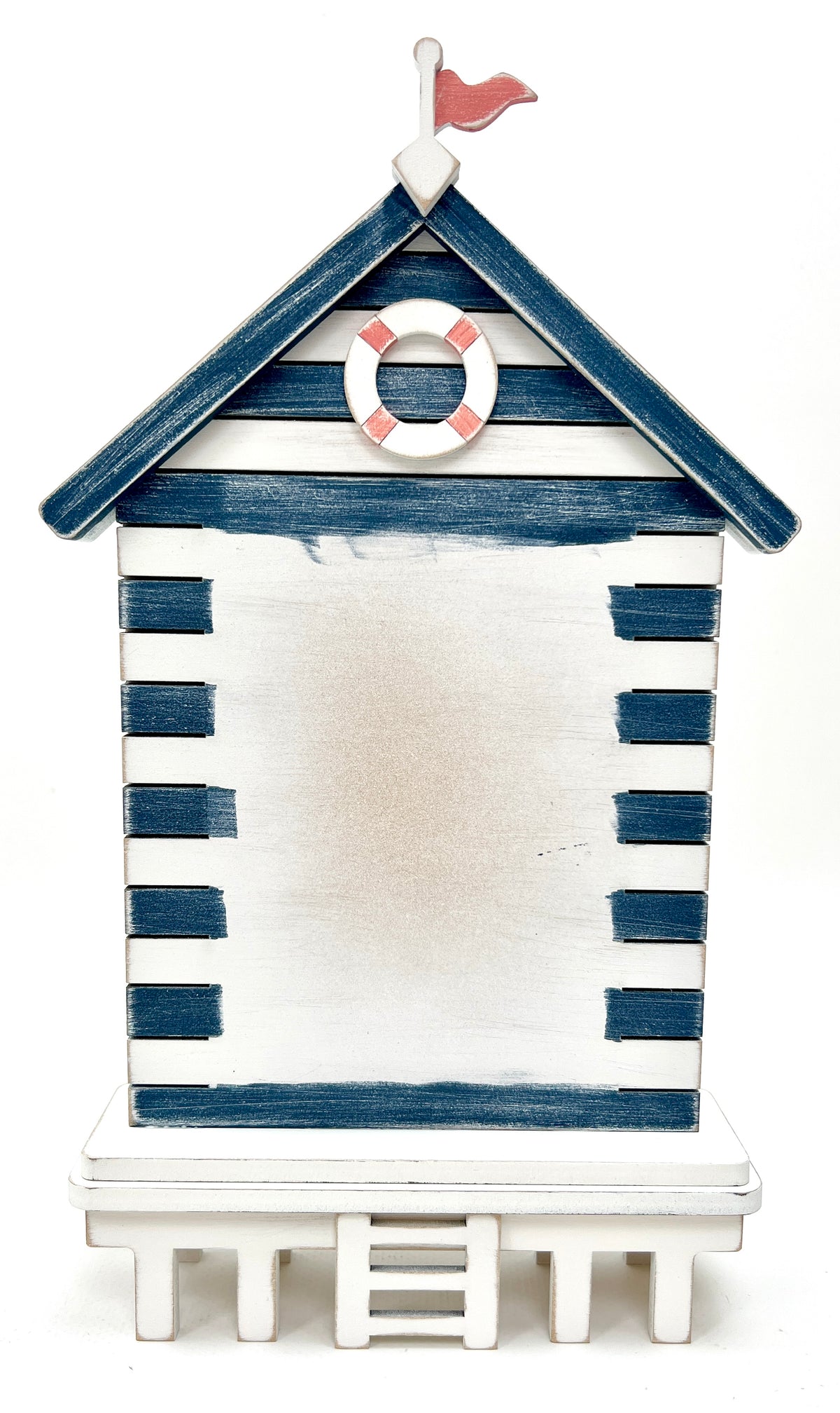 Decorative unfinished wood beach cottage cross stitch display ready to paint and customize for summer stitching