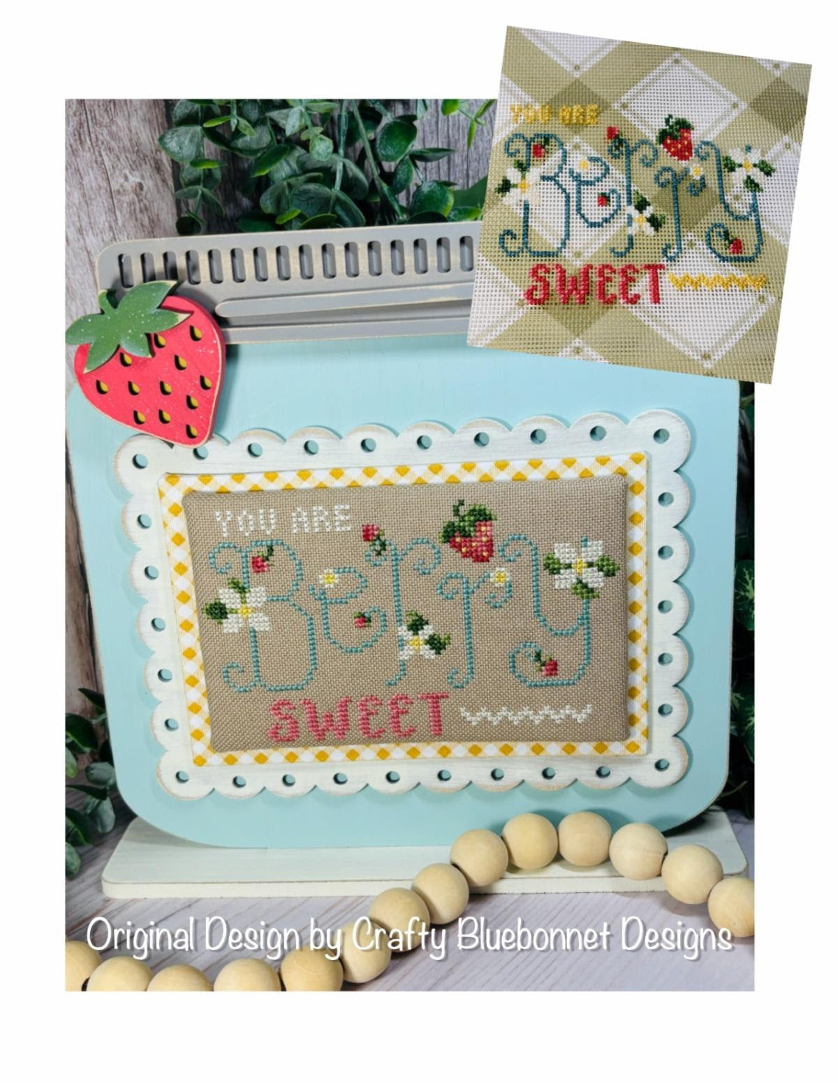 Berry Sweet and Berry Sweet Bag Cross Stitch Pattern by Crafty Bluebonnet