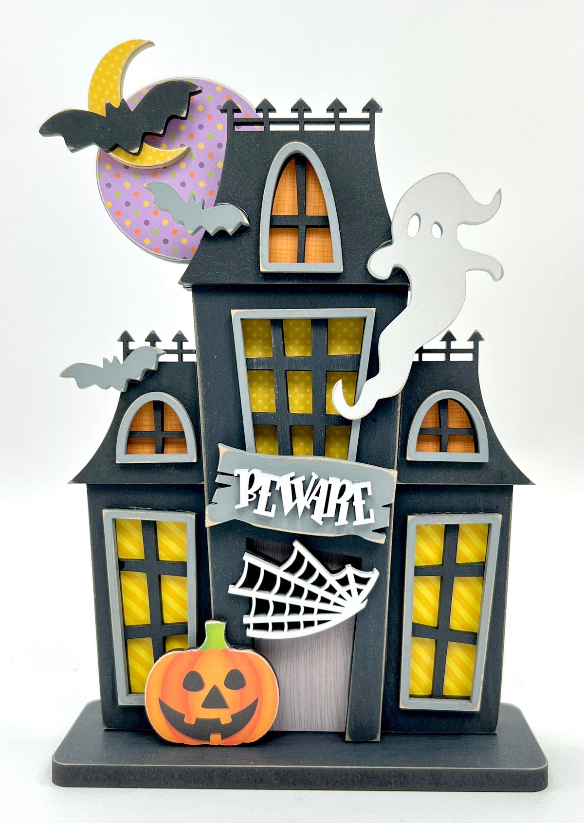 Beware haunted house wood decor crafting kit for Halloween crafting 