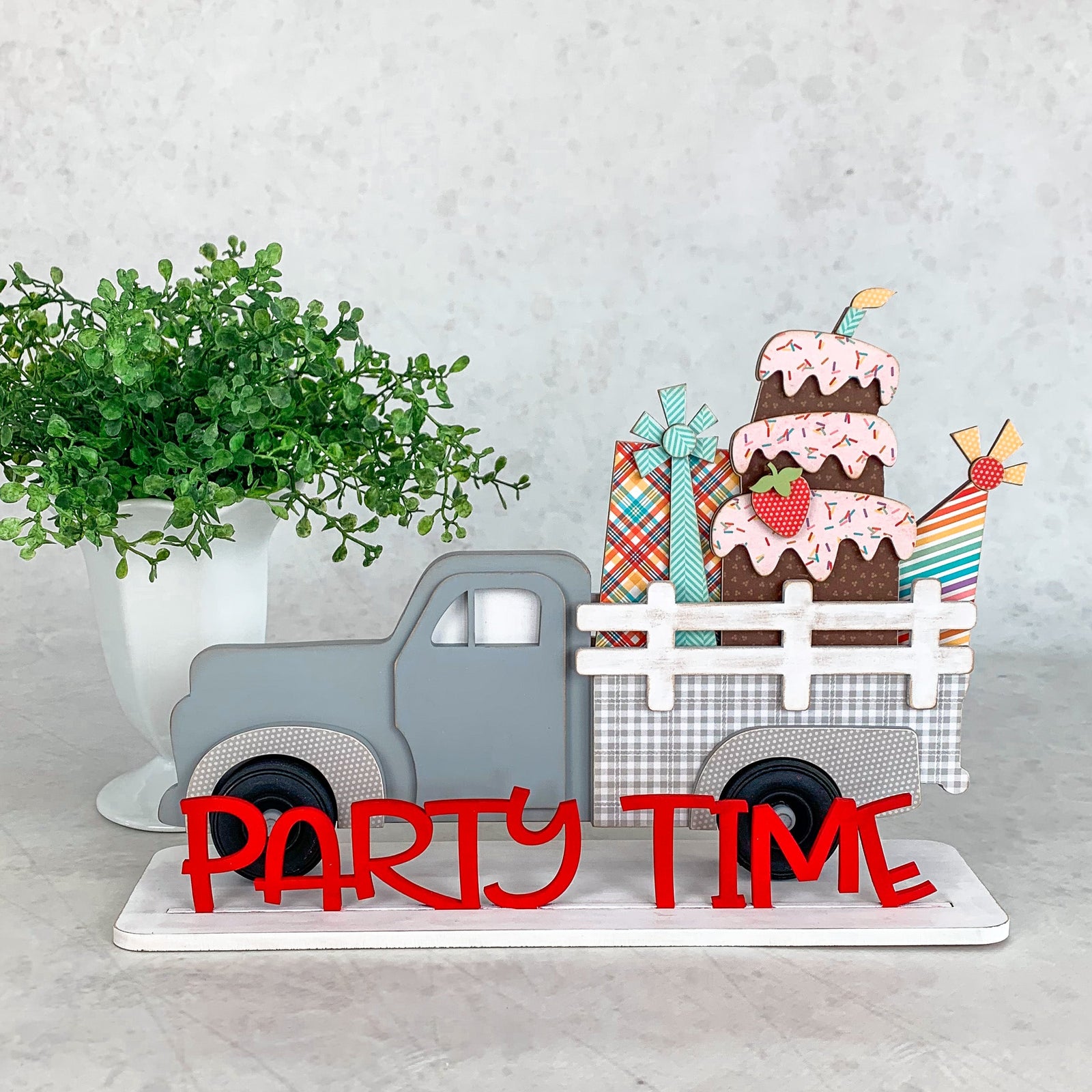 Interchangeable Farmhouse Truck with Birthday insert.  Changing Farmhouse truck. Handmade truck decor. DIY farmhouse truck. 