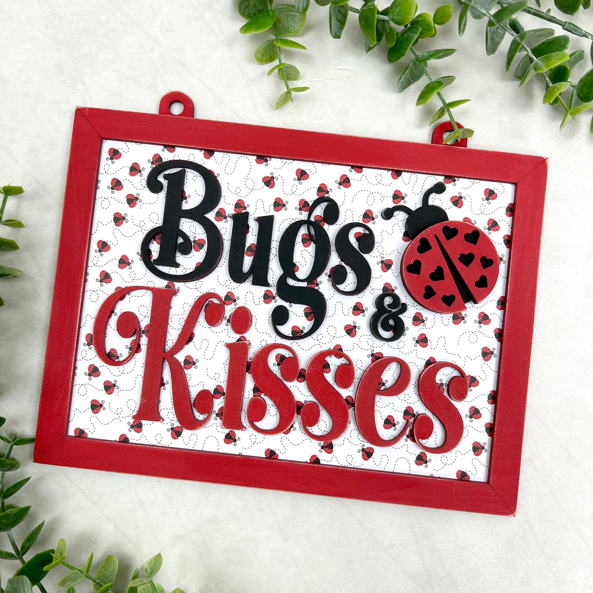 Bugs and Kisses Ladder Sign DIY Wood Craft Kit - Paisleys and Polka Dots