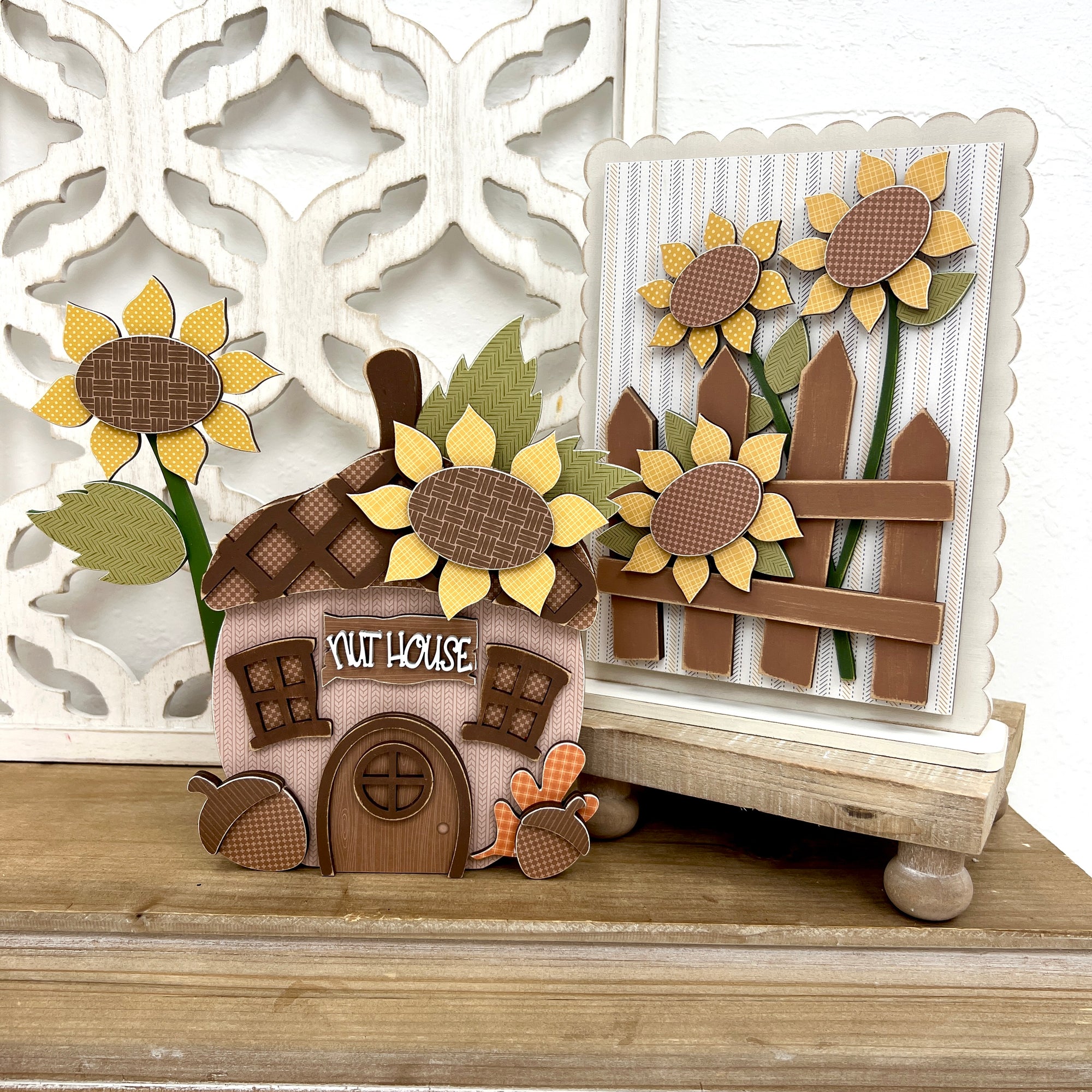 BUNDLE AND SAVE-Nut House Acorn and Sunflower Picket Fence