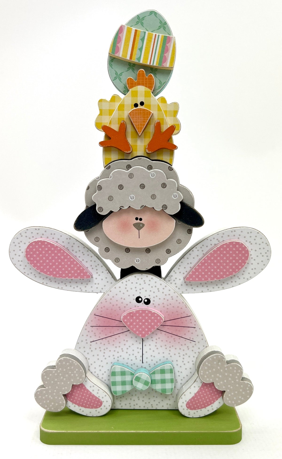 Easter wood decor craft kit with bunny, lamb, chick, and egg