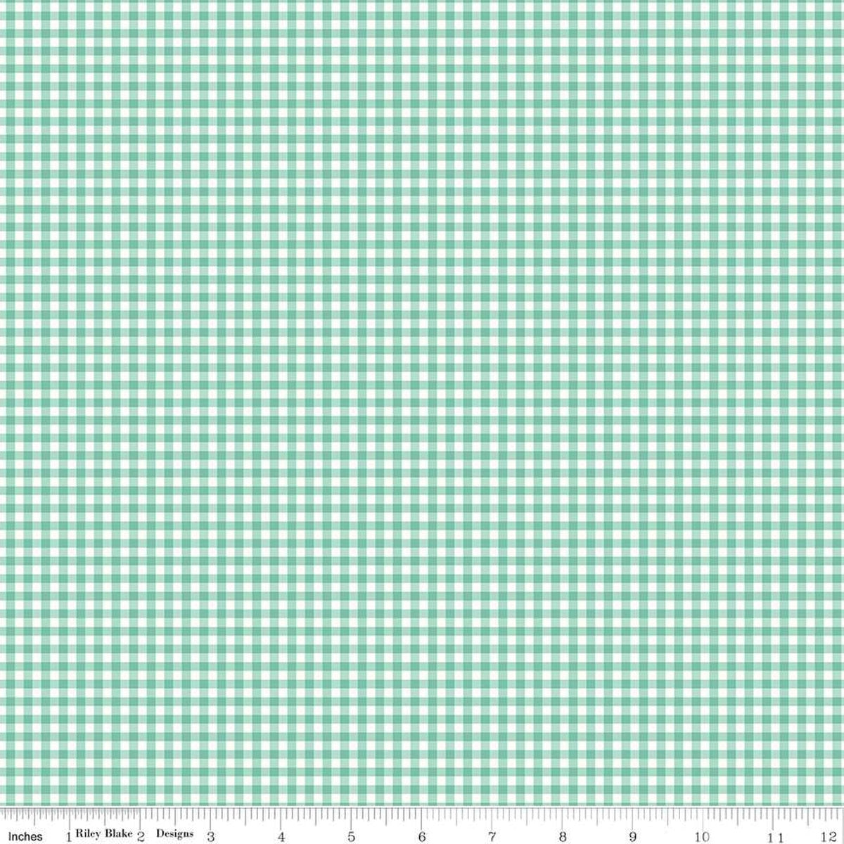 Sea Glass Green and white checkered fabric pattern