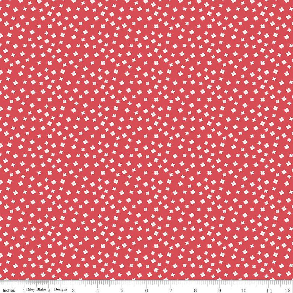 Fat Quarter Finishing Fabric-Red with White Flowers