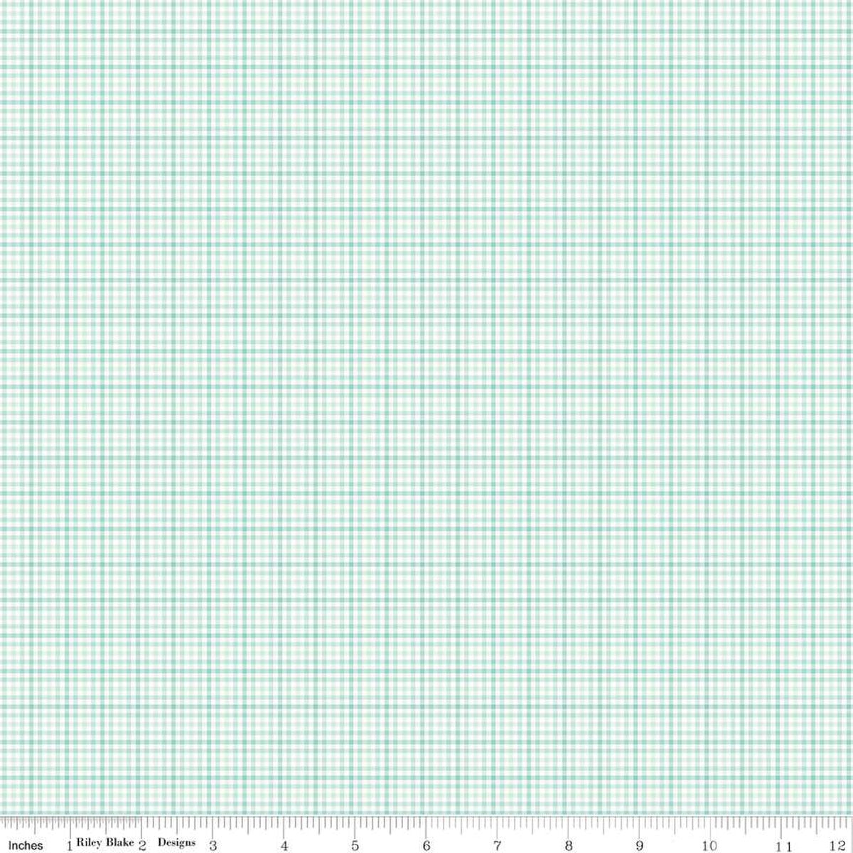 Agua blue green and white plaid checkered fabric pattern