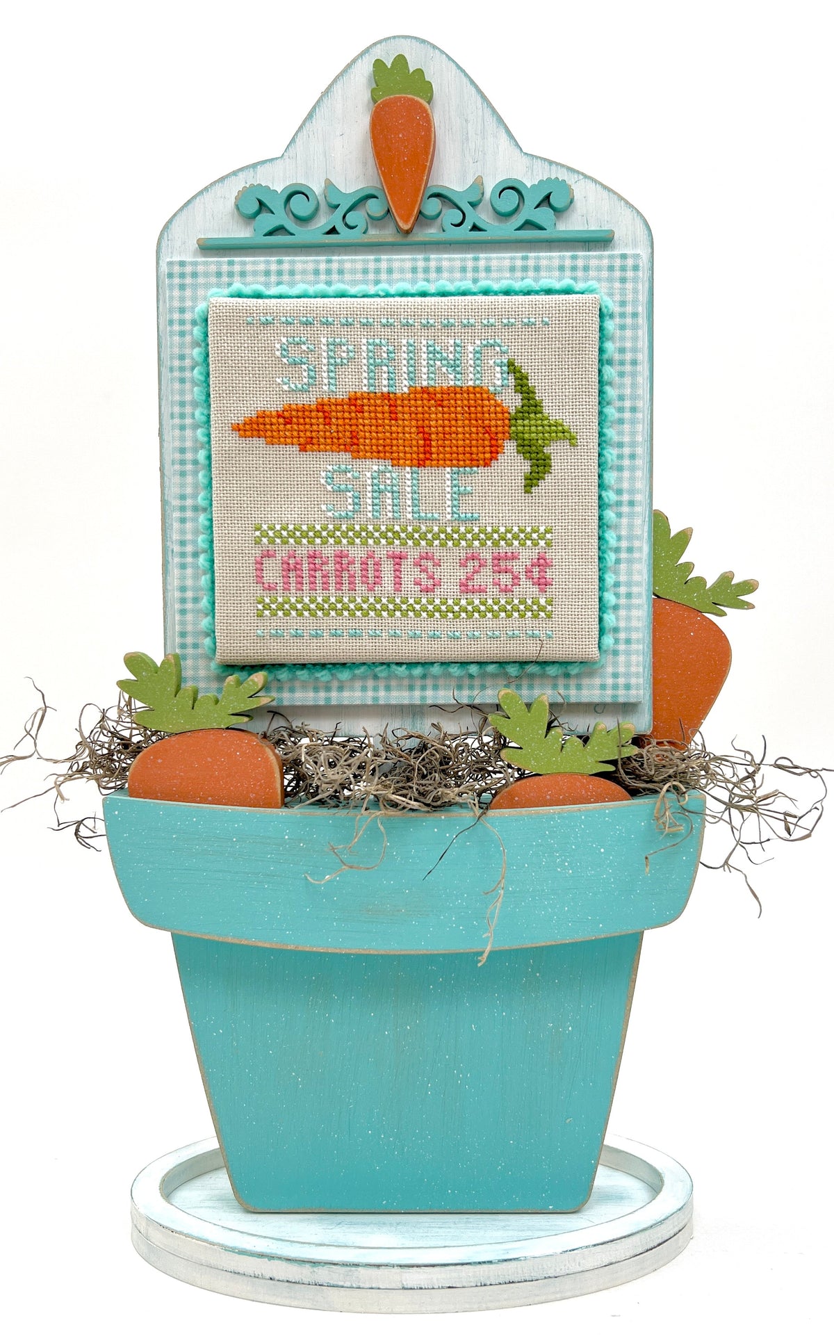 Carrots For Sale Pot Cross Stitch Display-Unfinished Wood Carrots For Sale Cross Stitch Display $19.50 Cross stitch