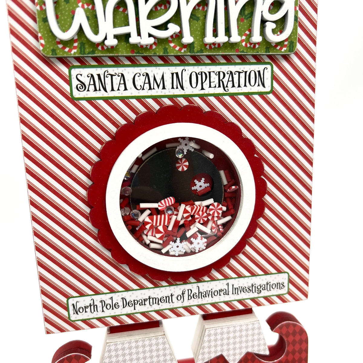 Christmas Elf Cam wood decor kit close up 