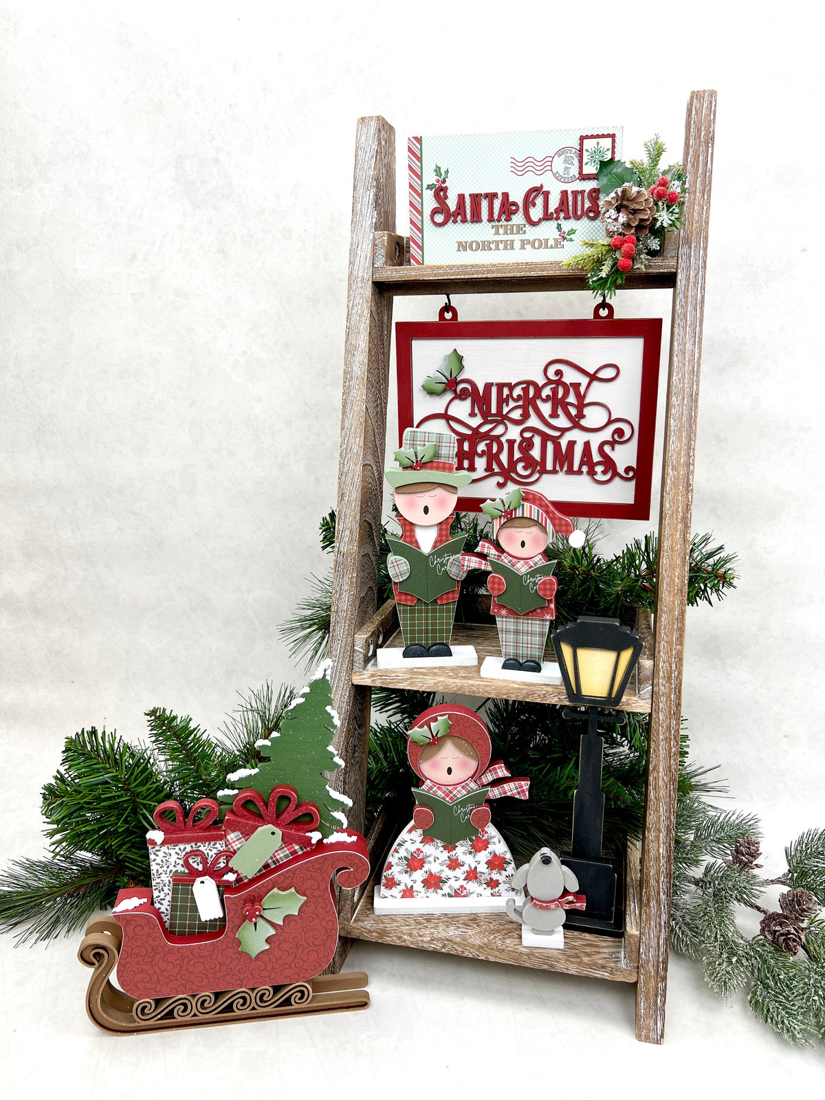 Merry Christmas Ladder Sign Wood Decor seasonal wood decor