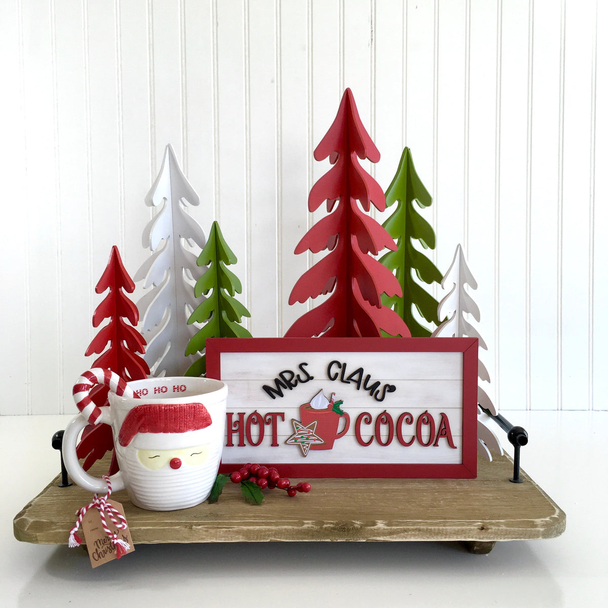 Mrs. Claus&#39; Hot Cocoa shiplap sign, hot cocoa sign, wood decor sign, Christmas signs for tiered trays, Hot cocoa tiered tray ideas, Rae Dunn Hot Cocoa, handmade wood christmas decorations