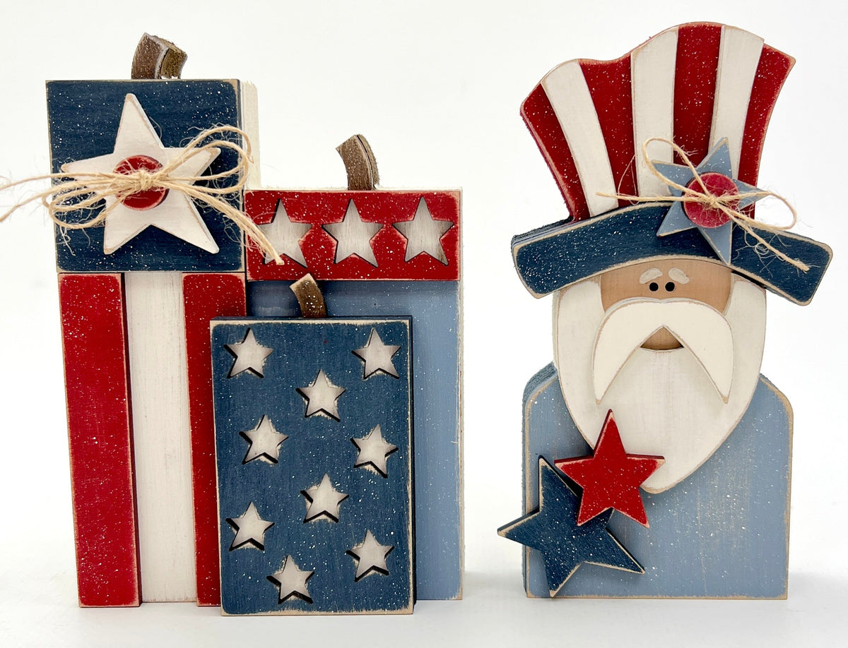 Chunky Sam and Fireworks Wood Decor-Unfinished Wood Seasonal &amp; Holiday Decorations