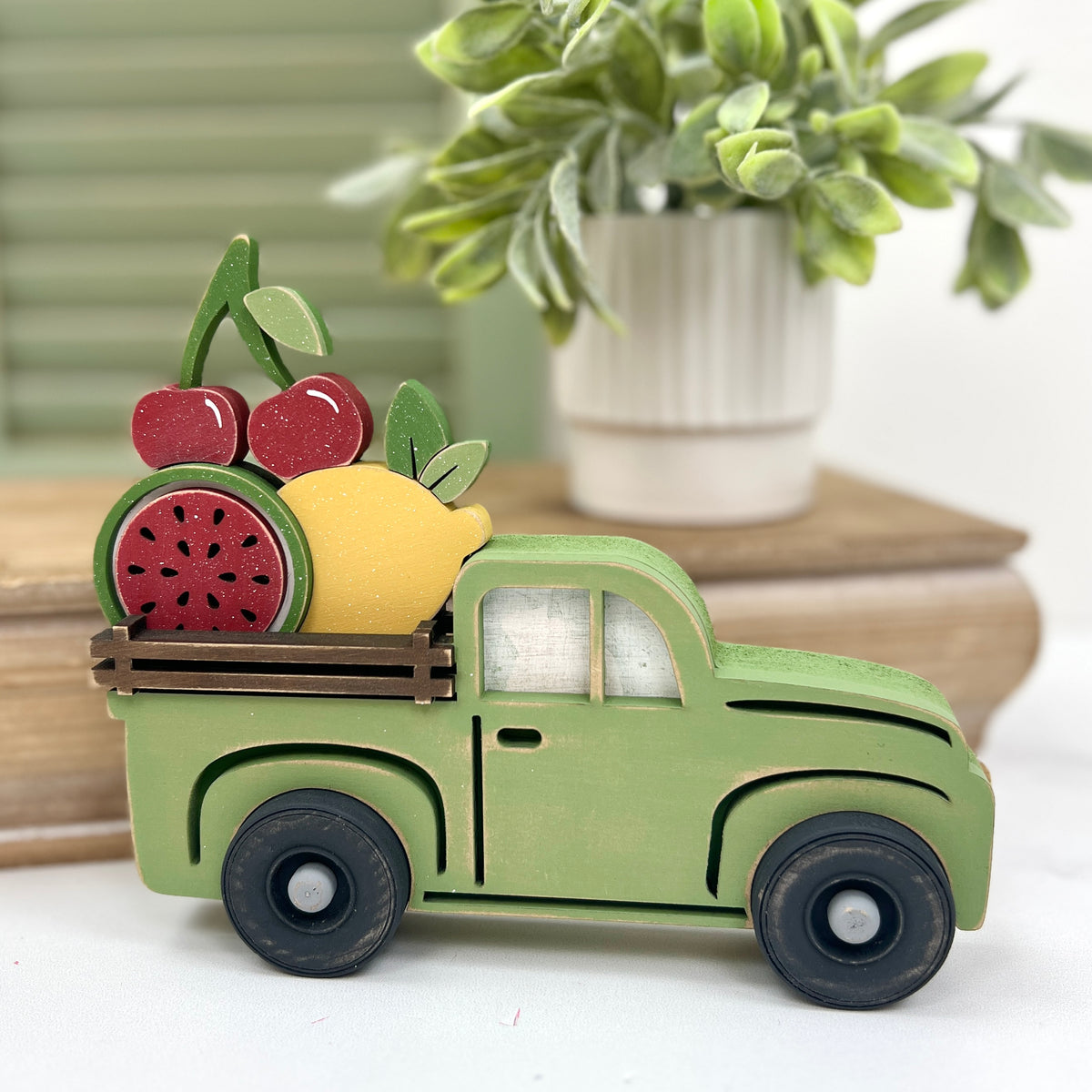 Chunky Truck with Fruit-DIY Unfinished Wood Decor