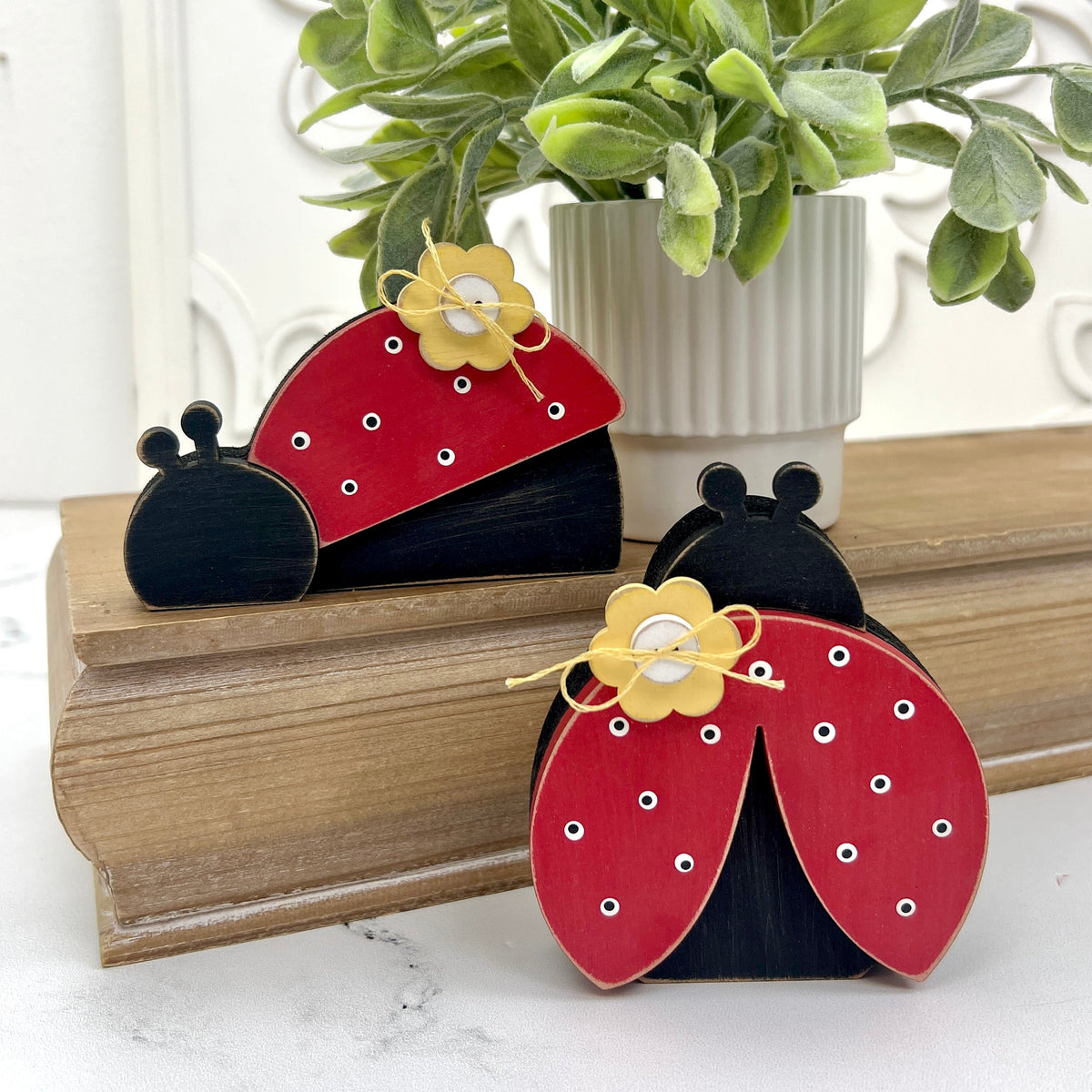 Chunky Ladybugs seasonal wood decor
