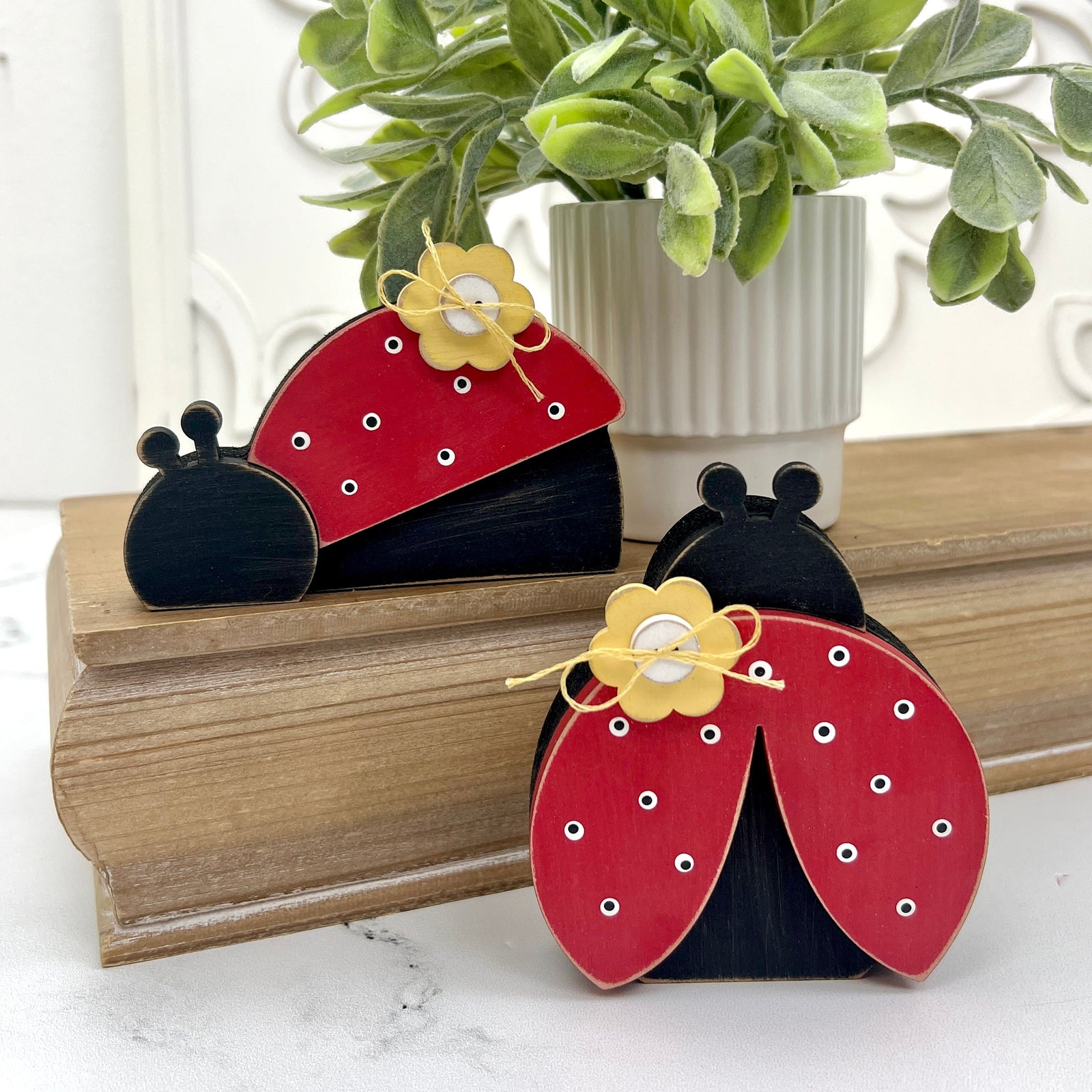 Chunky Ladybugs seasonal wood decor
