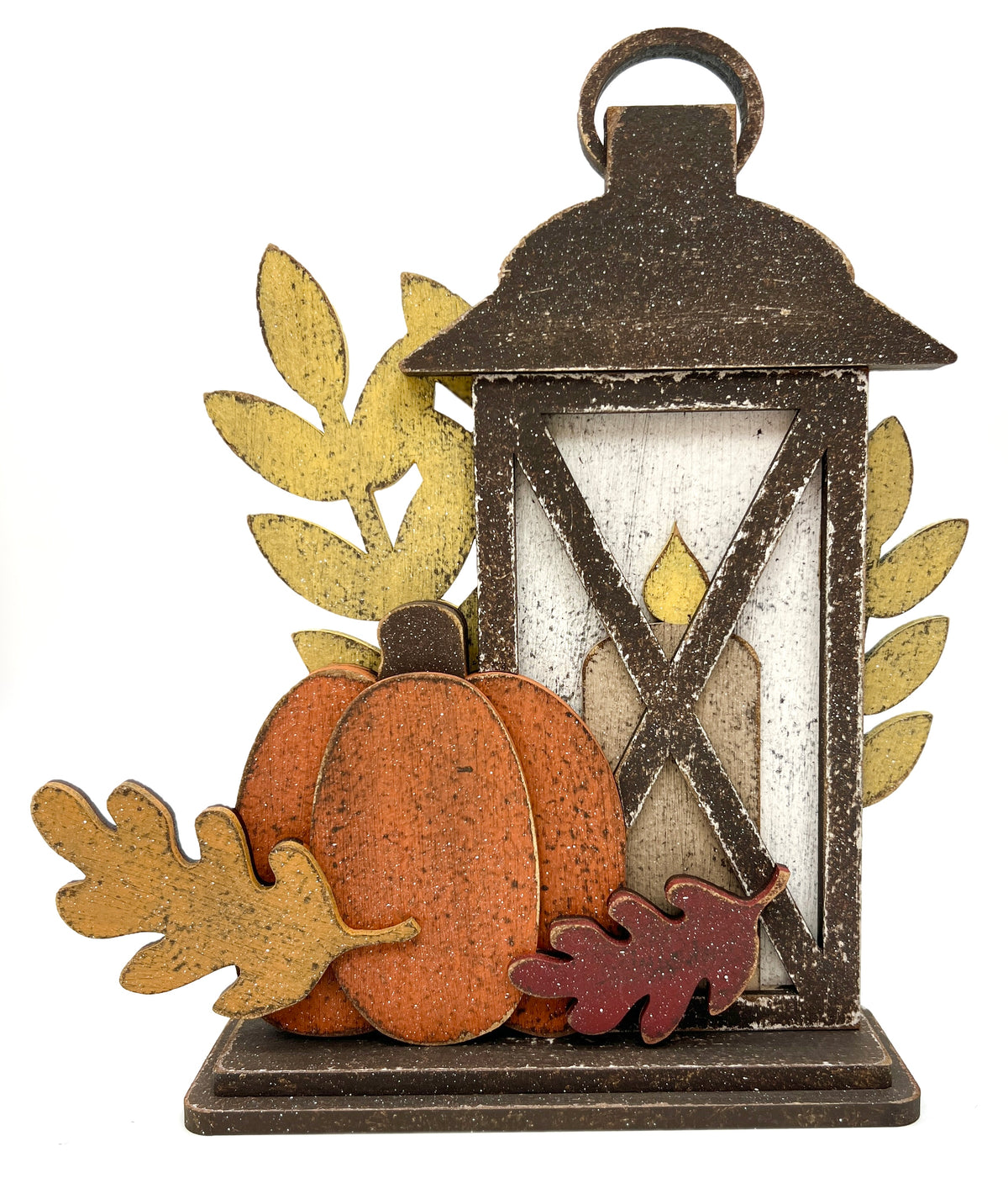 Primitive Fall Lantern Cross Stitch Display