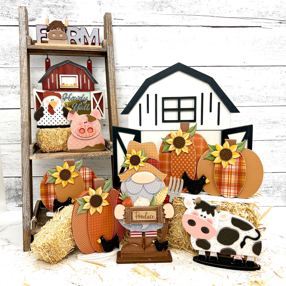 Kids Wood DIY Art Kit - Farm Pig - 8 3D Round