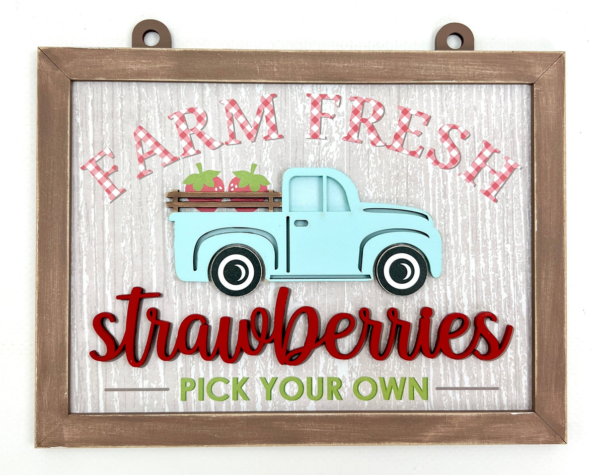 Farm Fresh Strawberries Sign Wood Decor Kit seasonal wood decor