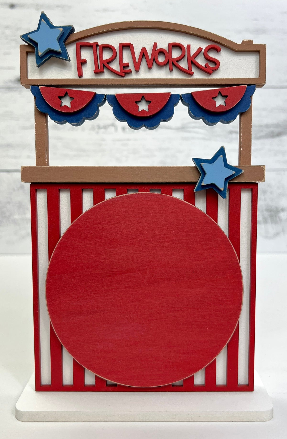 4th of July cross stitch display wood decor craft kit