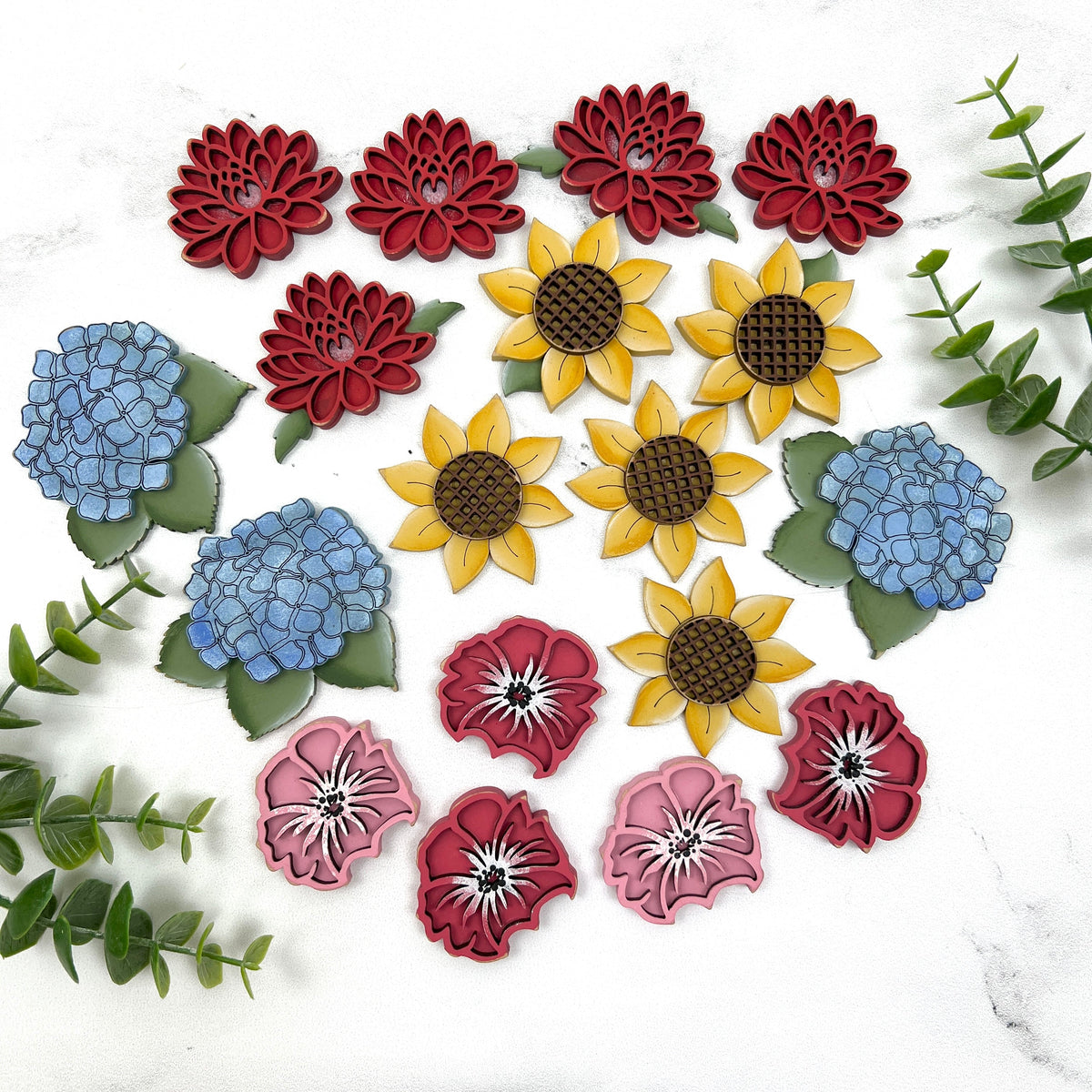 Flower Lane Garland Set 3-Unfinished Wood seasonal wood decor