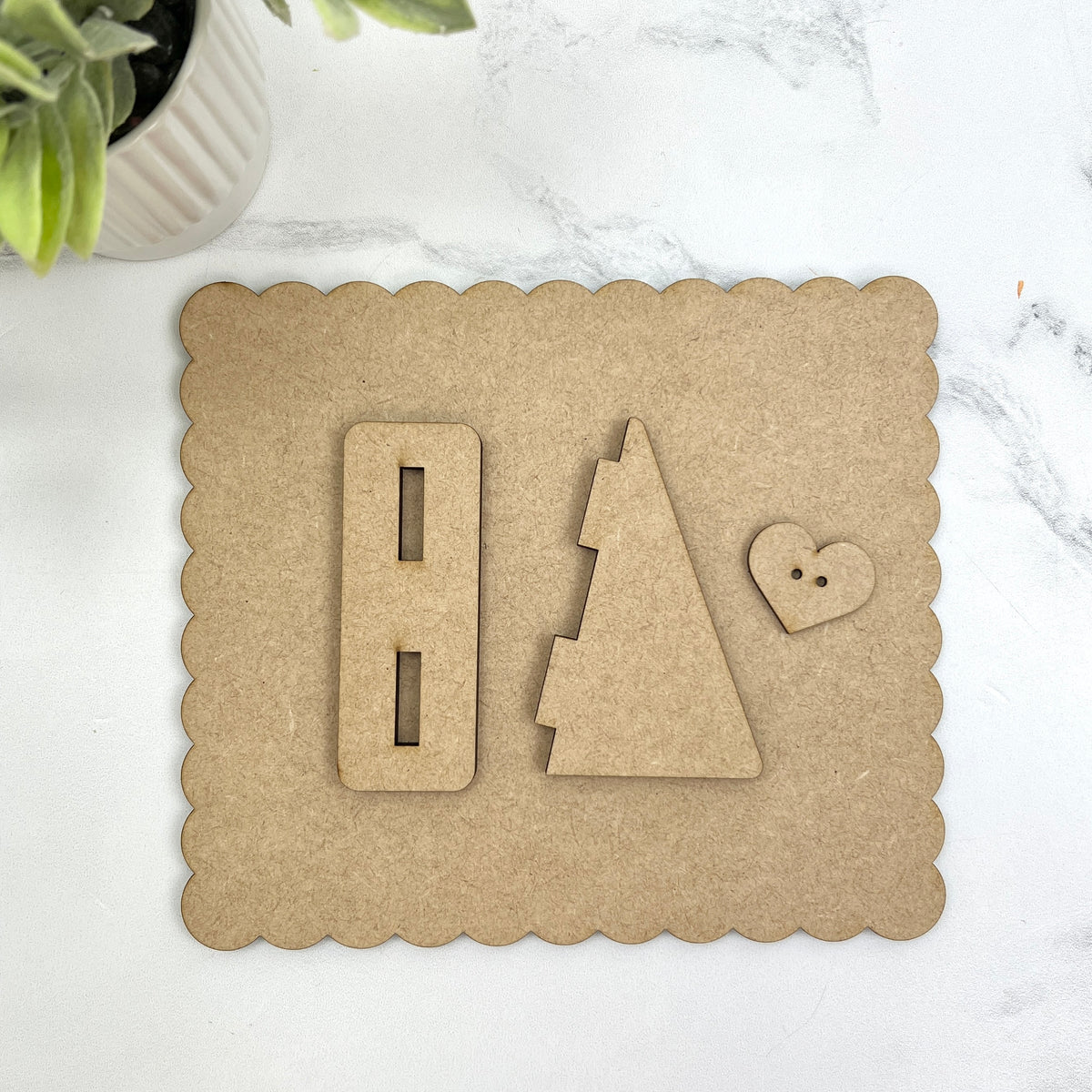 Simple Scallop Frame with Heart Button-7x8 inches