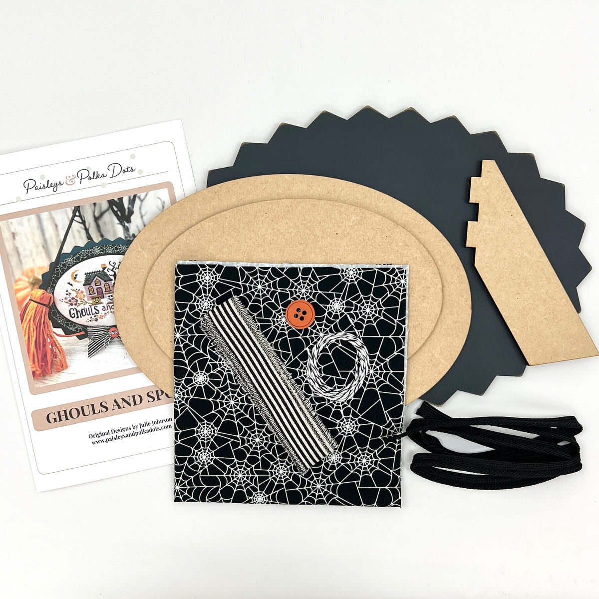 Pre-Painted Ghouls and Spools Cross Stitch Display with Finishing Supplies