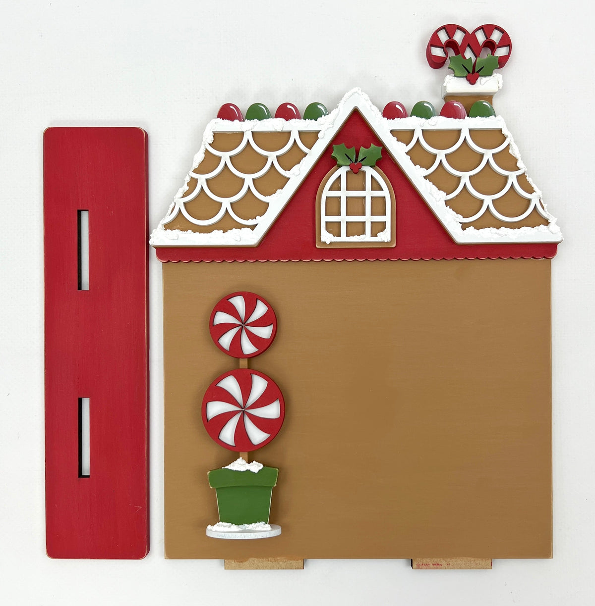 Wood gingerbread house cross stitch display