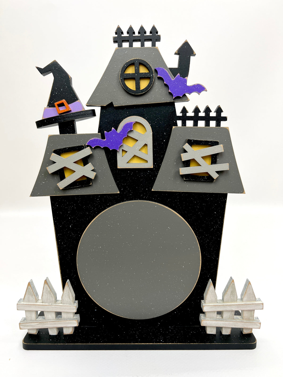 Haunted House Cross Stitch Diplay-Unfinished wood seasonal wood decor