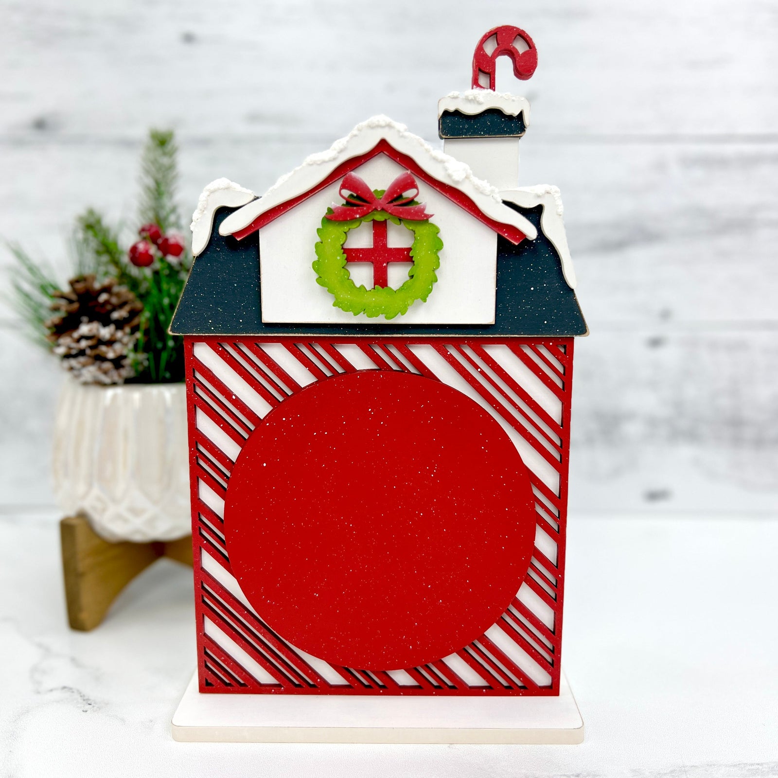 Christmas house wood cross stitch display DIY craft kit