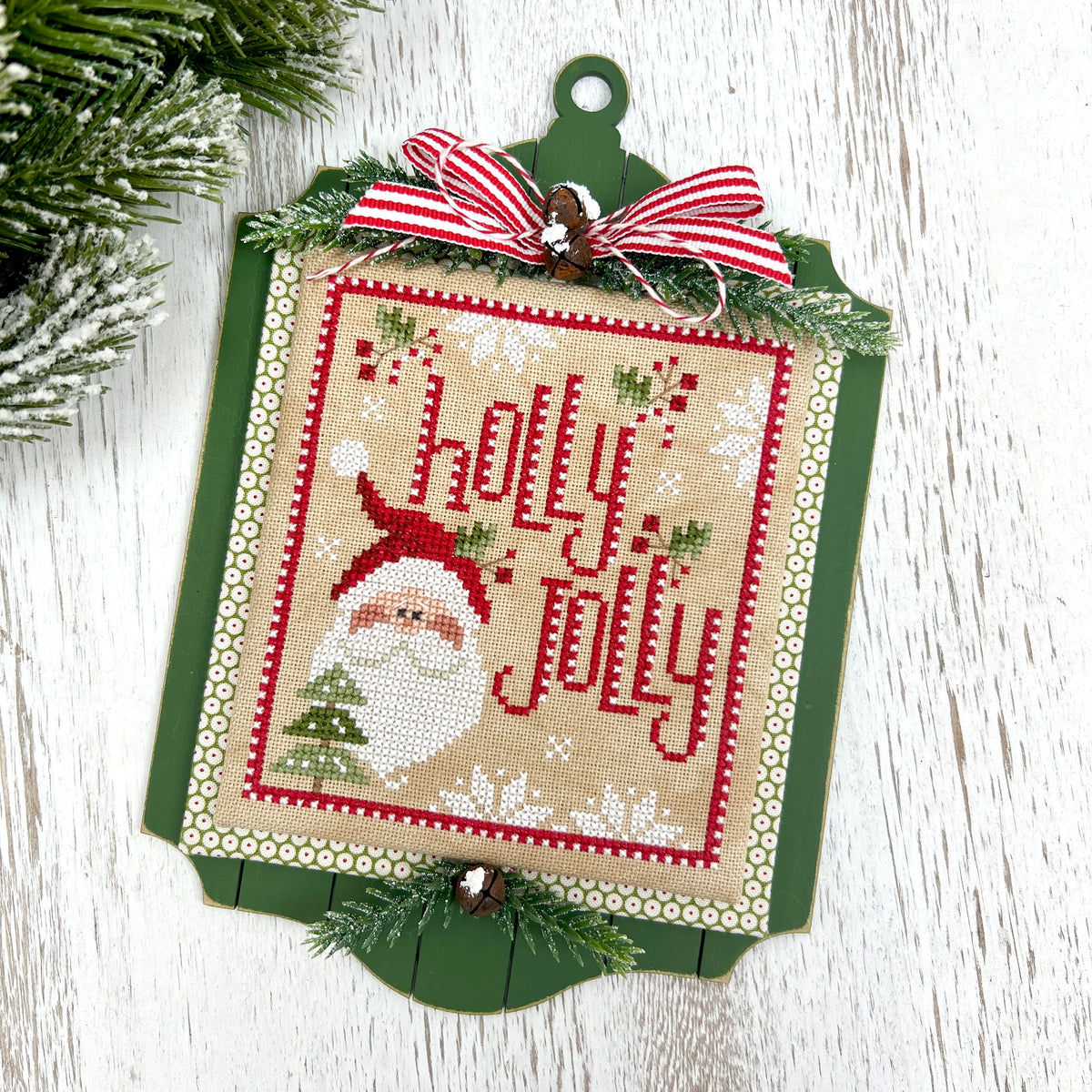 Pre-Painted Shiplap Christmas Ornament Cross Stitch Bundle