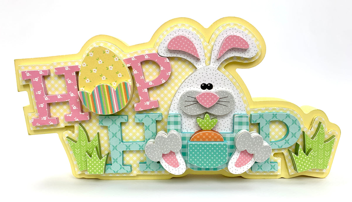 Hop Hop Easter Bunny DIY wood decor craft kit with bunny and egg.