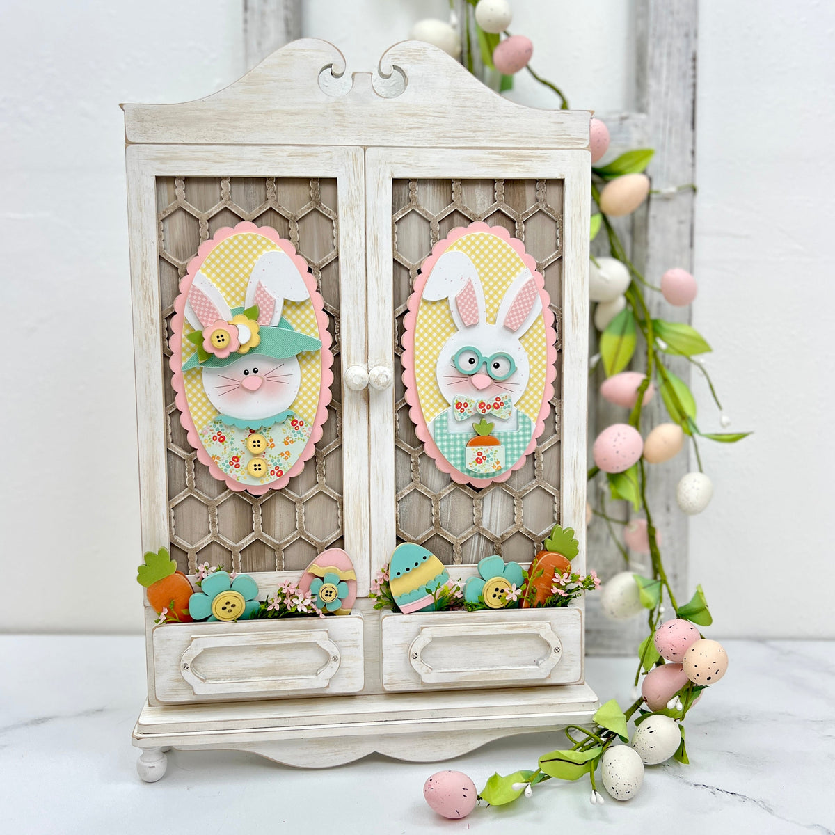 Hoppy Together Mr &amp; Mrs Bunny Cabinet Door Fronts (Cabinet Sold Separately) seasonal wood decor