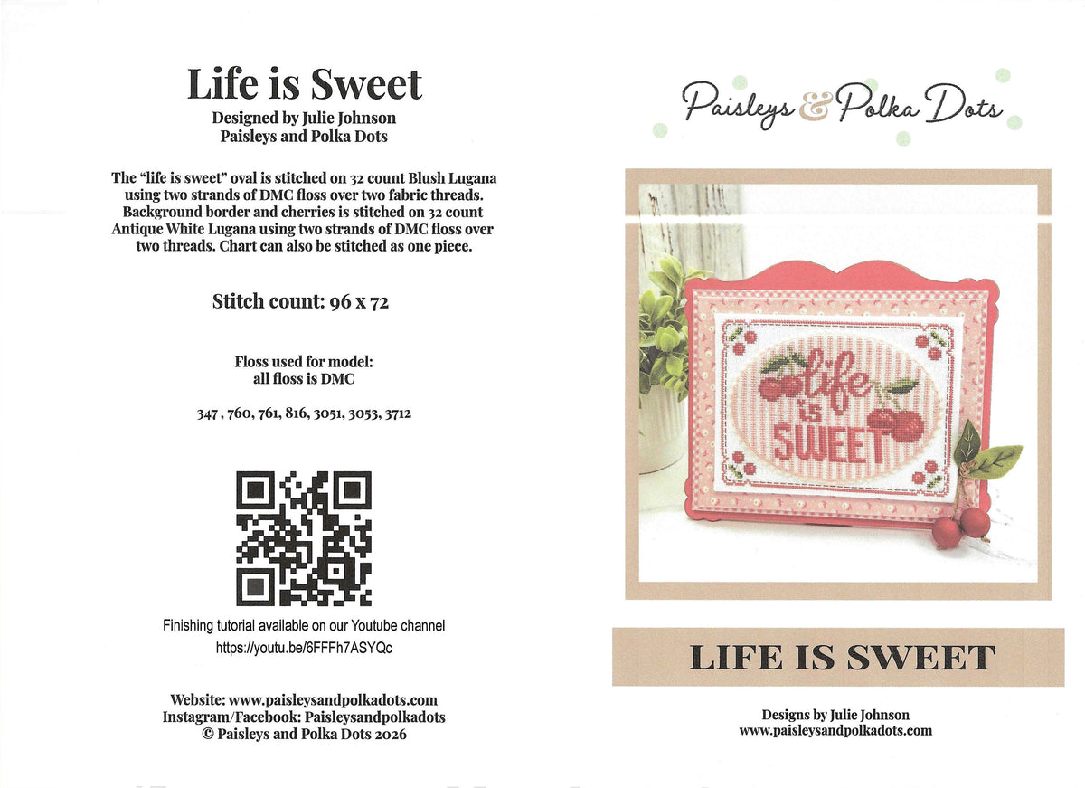 Life is Sweet PDF Cross Stitch Chart (pattern will be emailed to you after purchase)