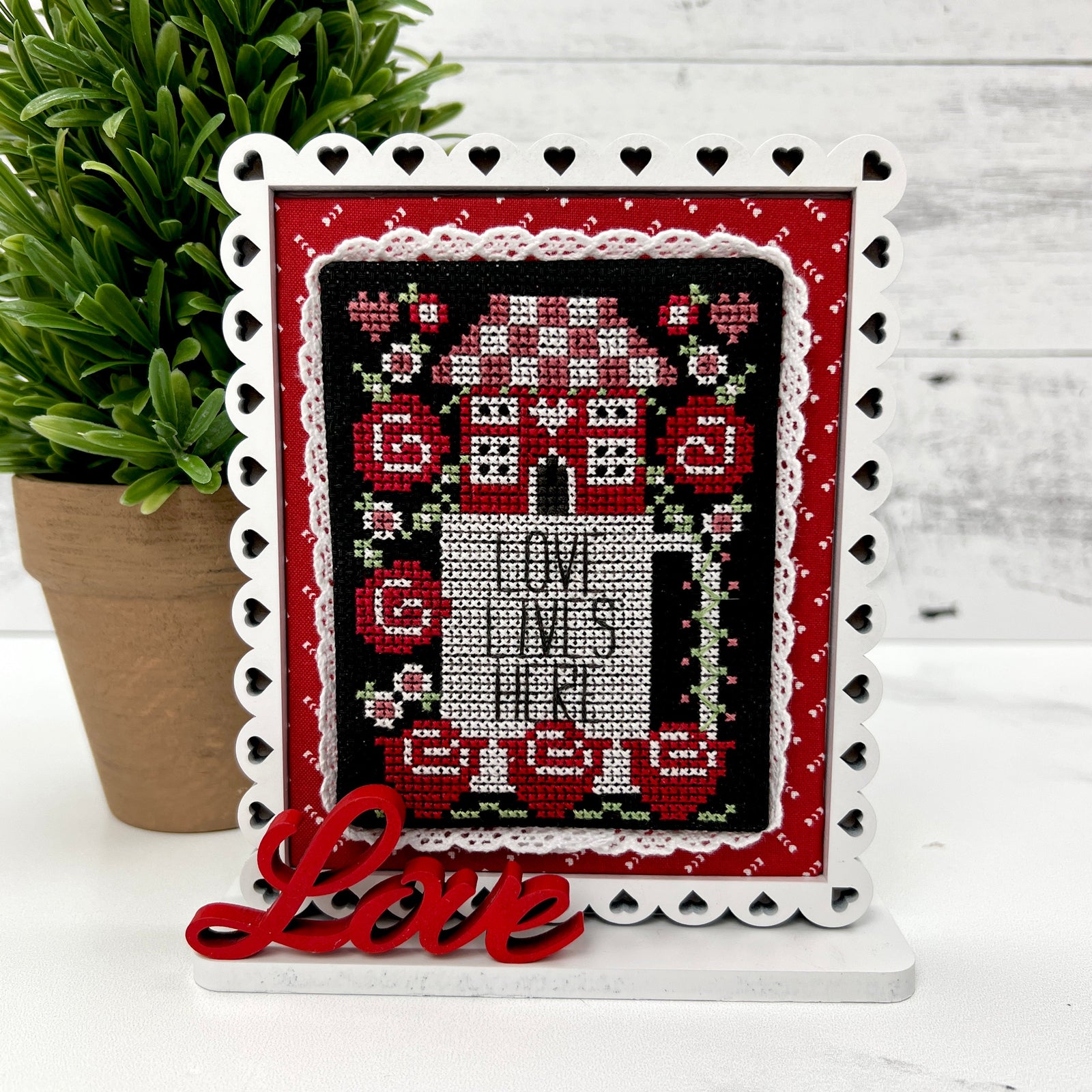 Unfinished Wood Love Cross Stitch Frame seasonal wood decor