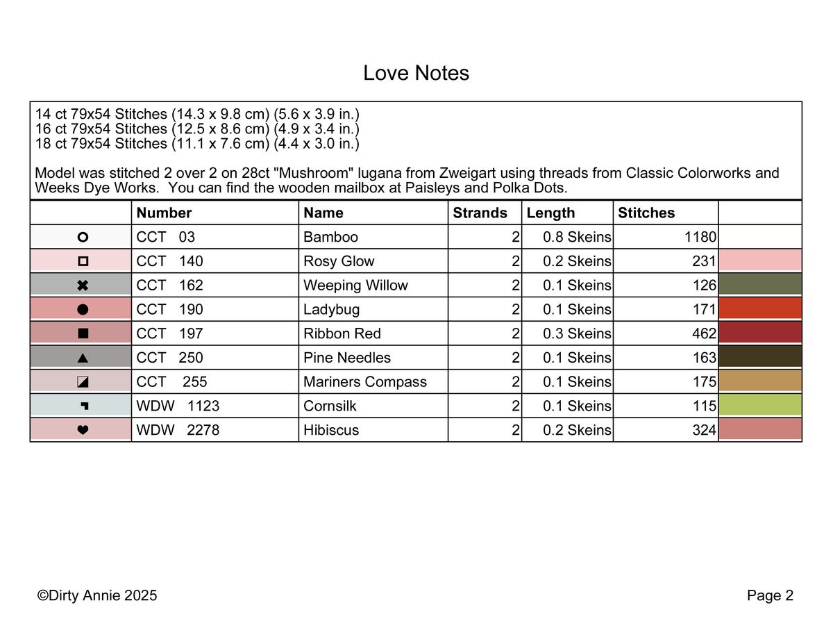 Love Notes Cross Stitch Pattern-PDF Download cross stitch pattern