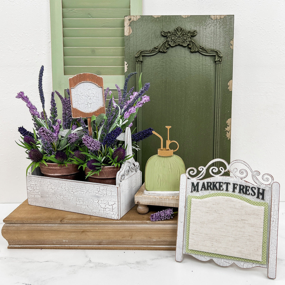 Market Sign Cross Stitch Display-Unfinished Wood seasonal wood decor