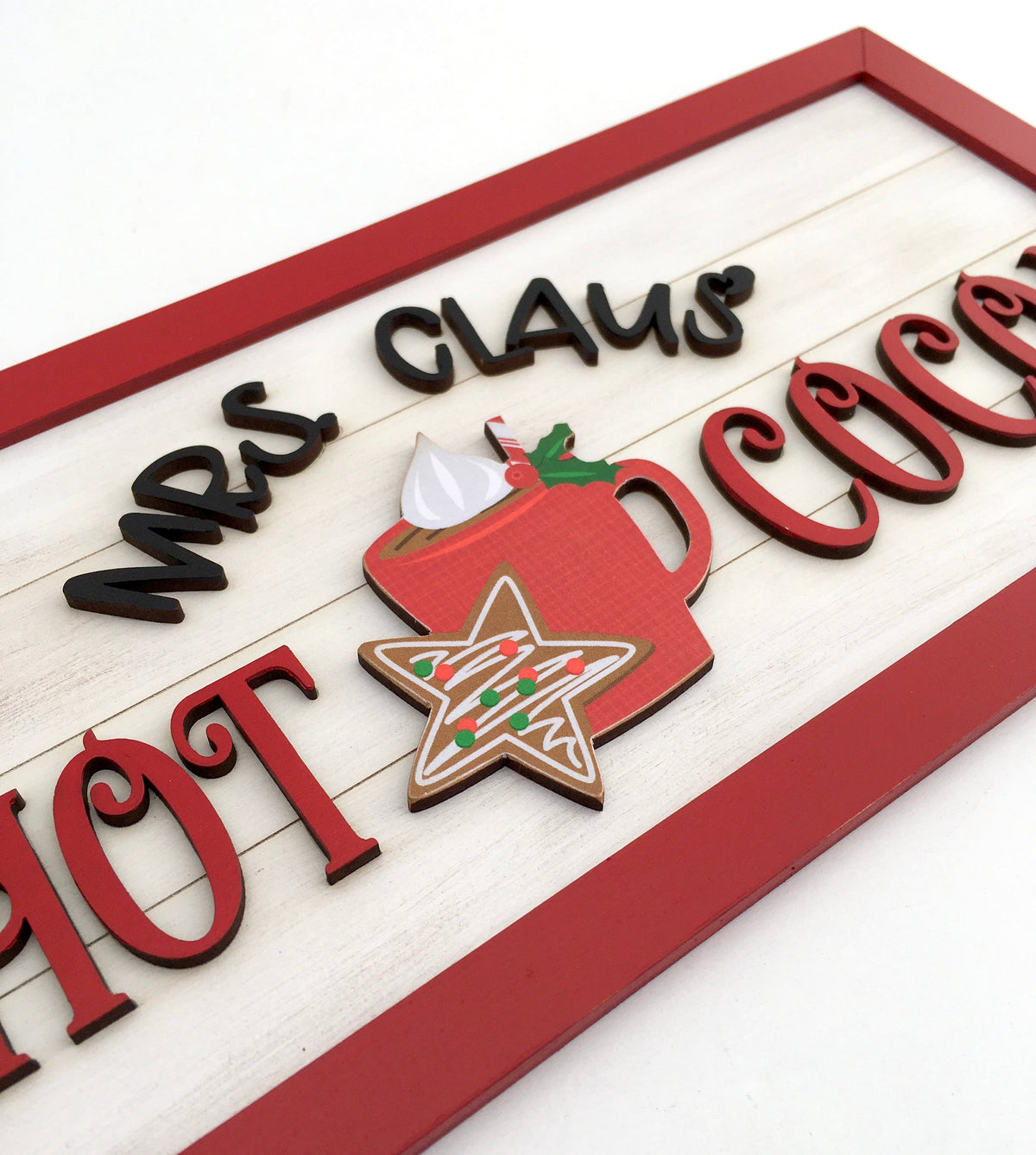 Mrs. Claus&#39; Hot Cocoa shiplap sign, hot cocoa sign, wood decor sign, Christmas signs for tiered trays, Hot cocoa tiered tray ideas, Rae Dunn Hot Cocoa, handmade wood christmas decorations
