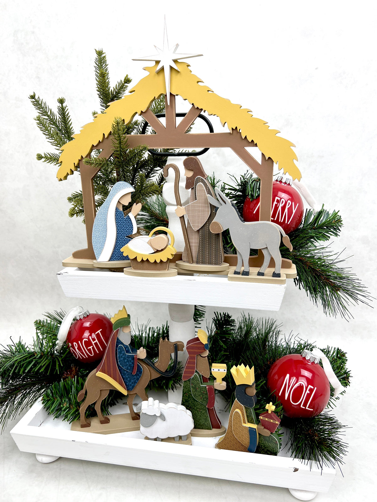 Nativity-Stable Mary Joseph and Baby Jesus Wood decor Kit seasonal wood decor