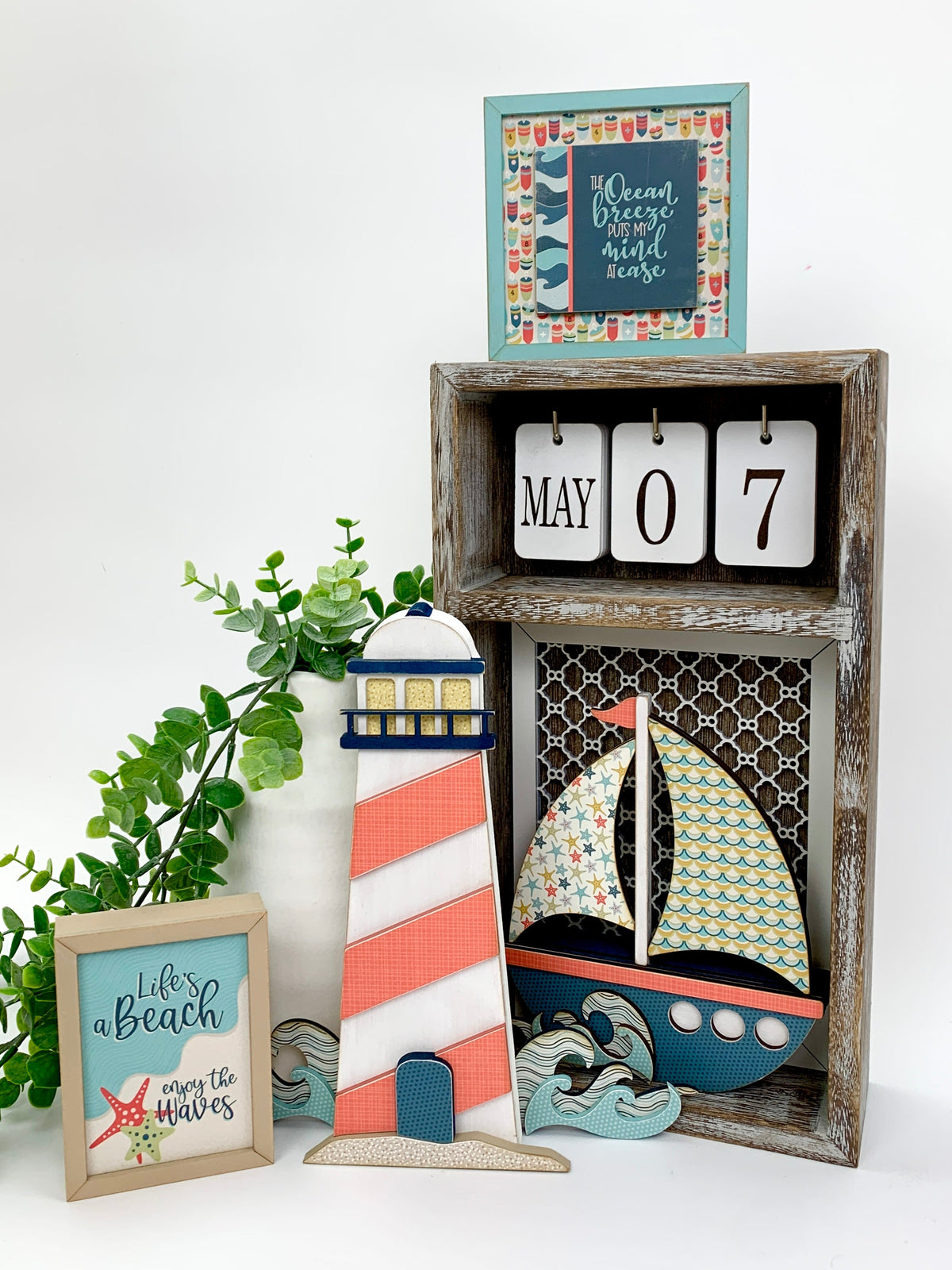 Seasonal Calendar Cubby- Decorative inserts and backings sold separately seasonal wood decor