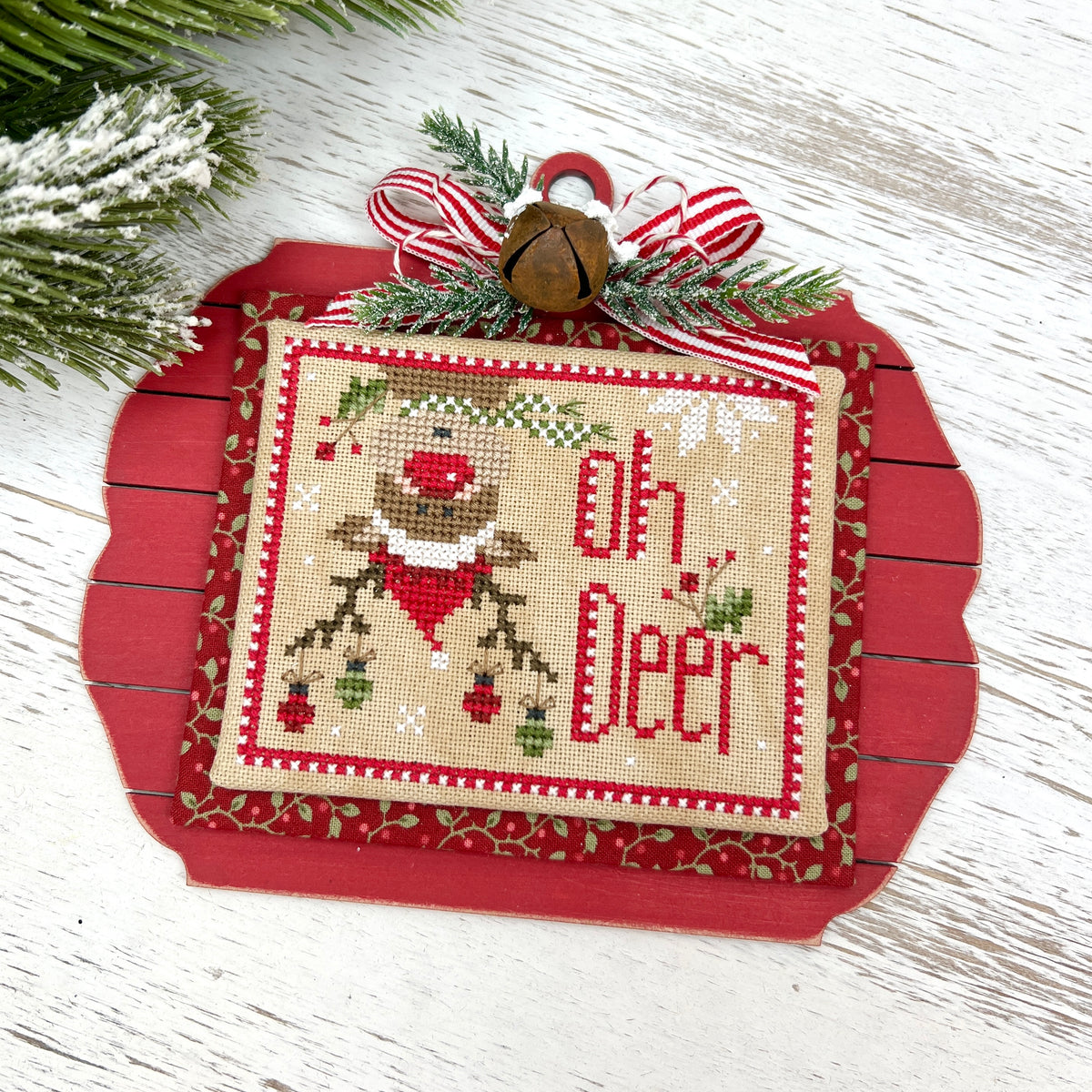 Pre-Painted Shiplap Christmas Ornament Cross Stitch Bundle