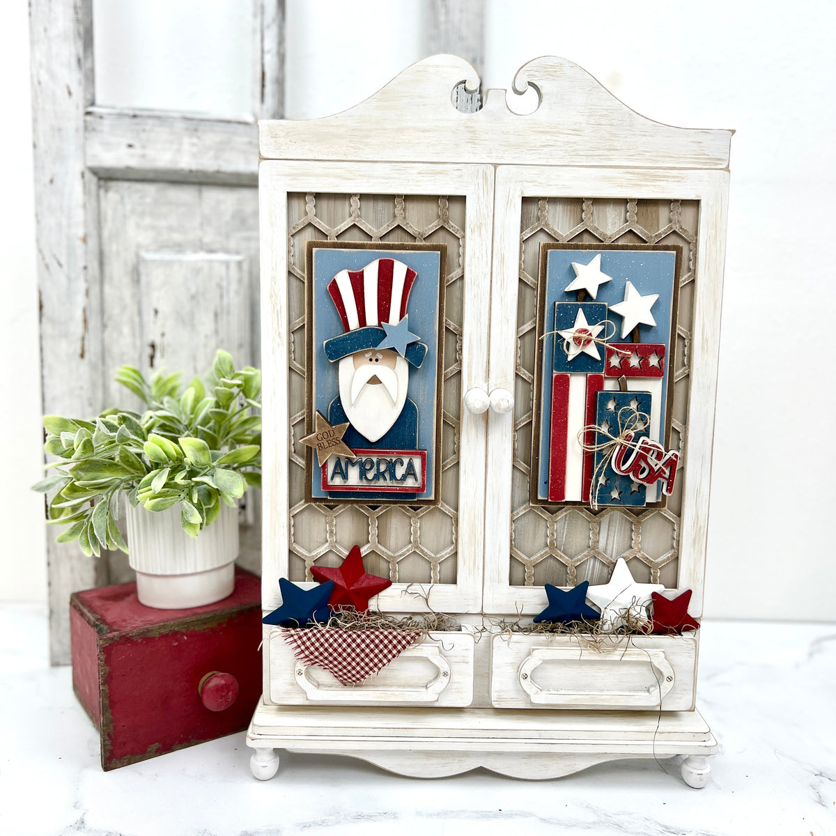 Patriotic Cabinet Door Fronts-Cabinet Sold Separately seasonal wood decor crafts